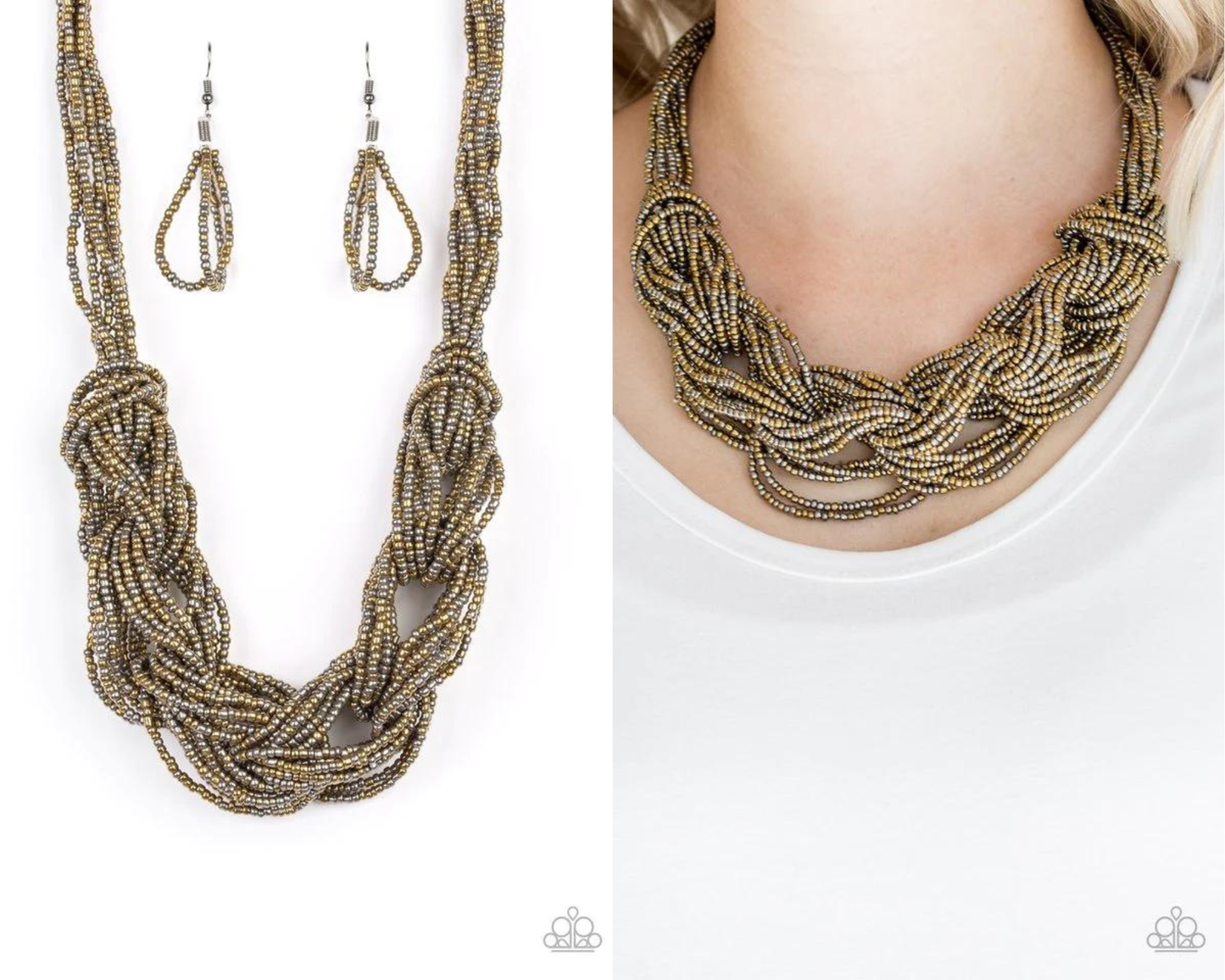 City Catwalk - Brass Seed Bead Necklace - Paparazzi Accessories