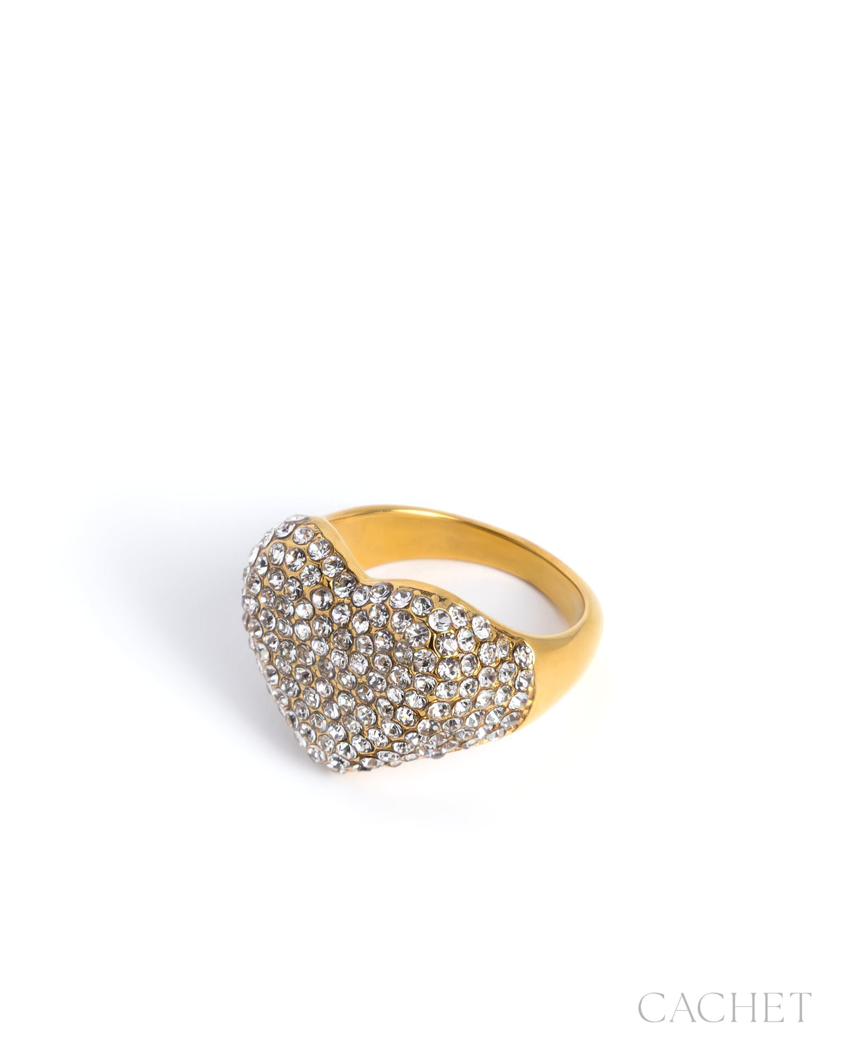 Idyllique - Size 8 - 18K Gold-Plated & Cubic Zirconia Heart Ring - CACHET by Paparazzi - 2026 Diamond Trip Exclusive