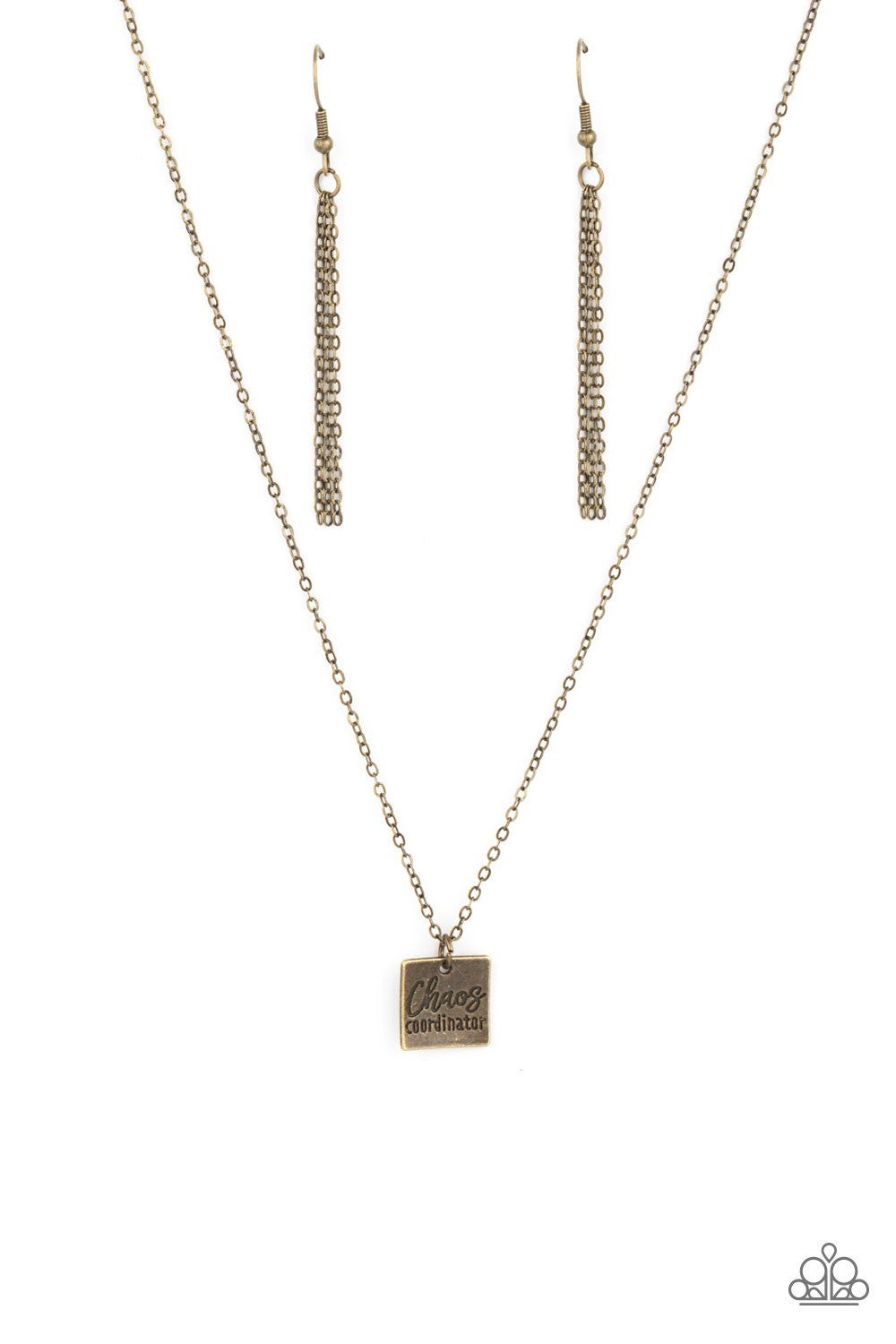 Chaos Coordinator - Brass - Medallion Pendant Necklace - Paparazzi Accessories