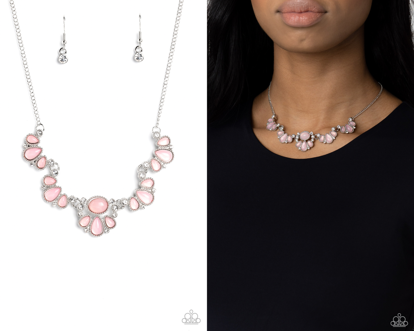 Dancing Dimension - Pink Acrylic Teardrop Necklace - Paparazzi Accessories