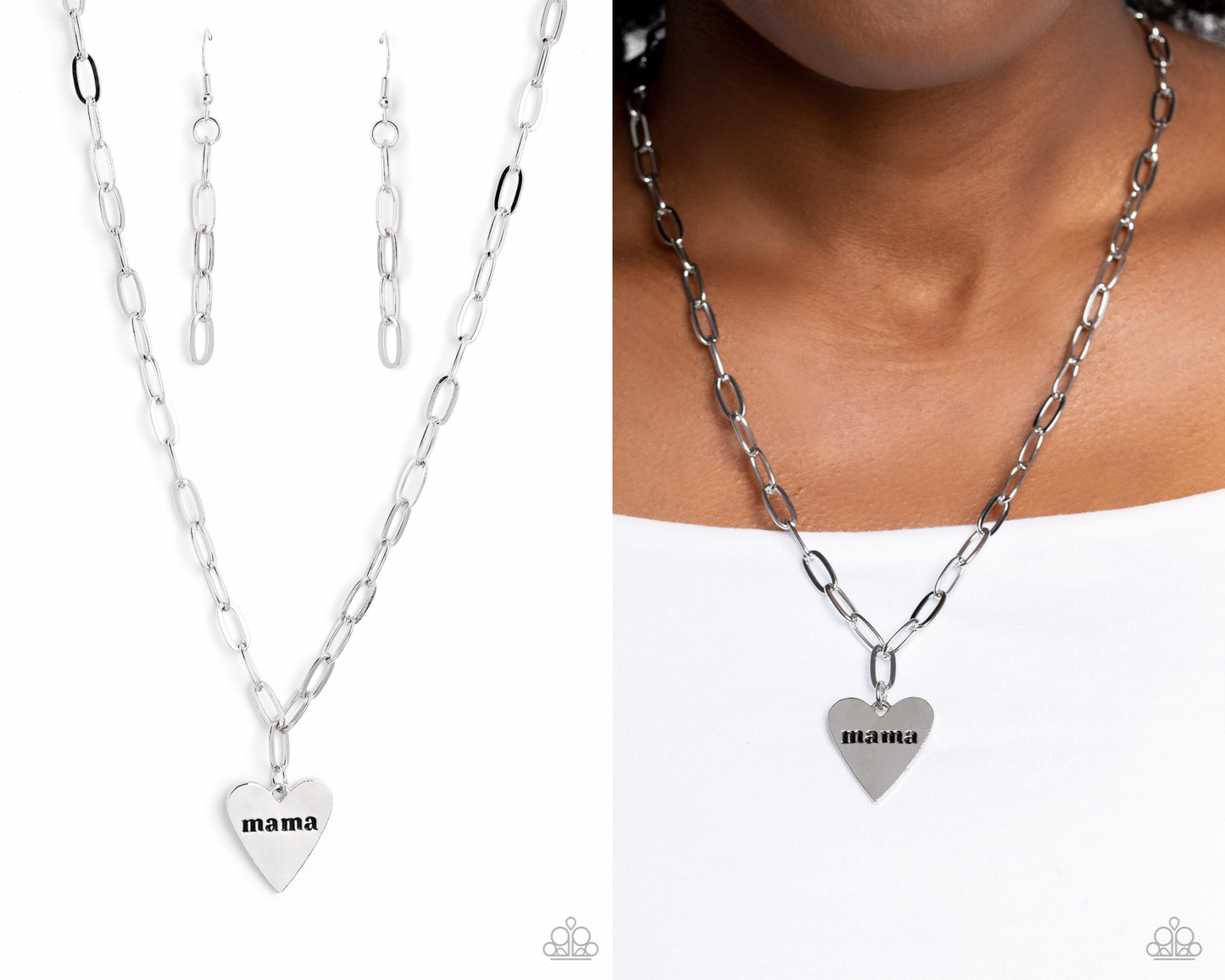 Mama Cant Buy You Love - Silver Heart Pendant Necklace - Paparazzi Accessories