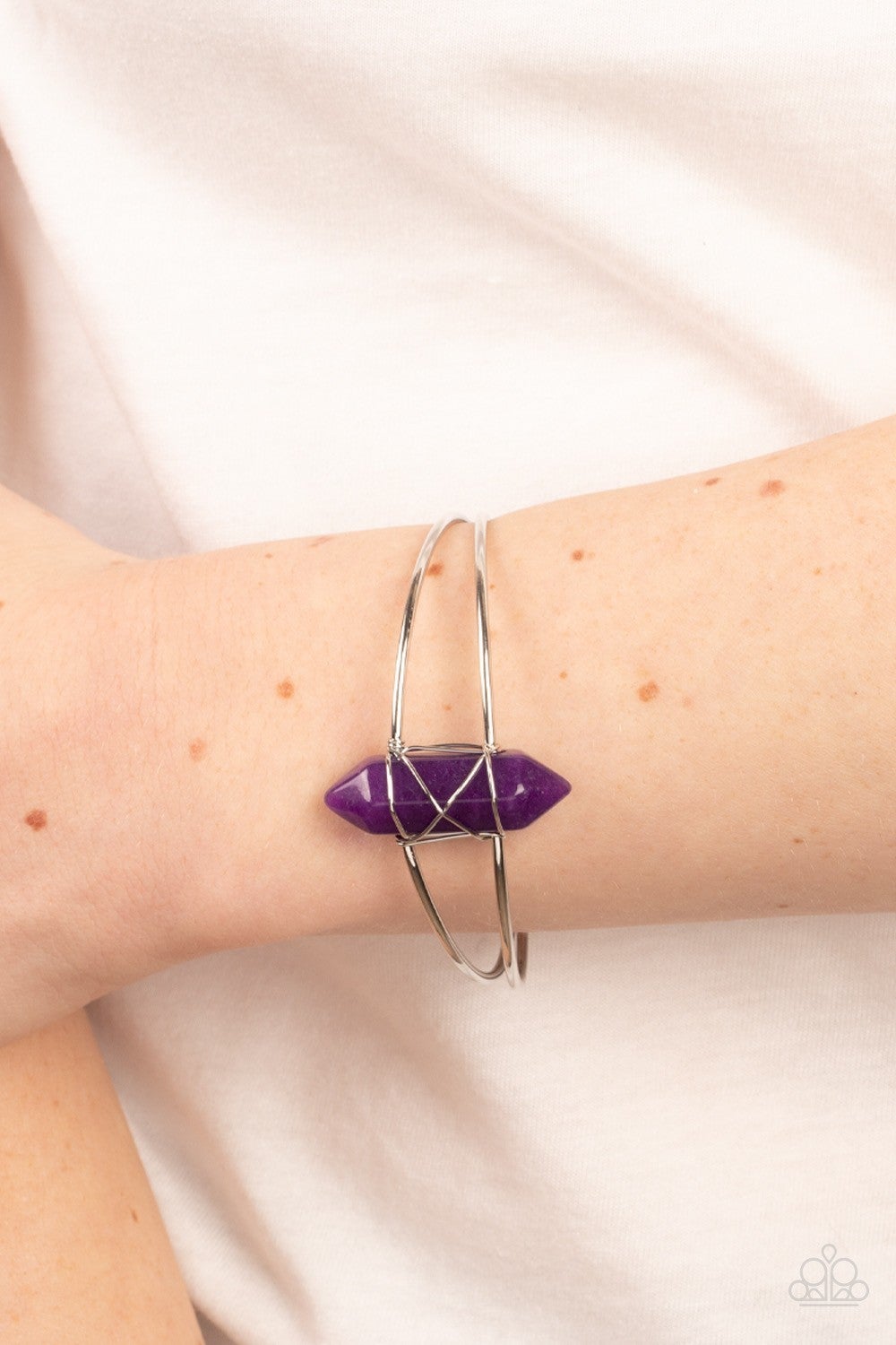Terra Transcendence - Purple - Amethyst Stone Cuff Bracelet - Paparazzi Accessories