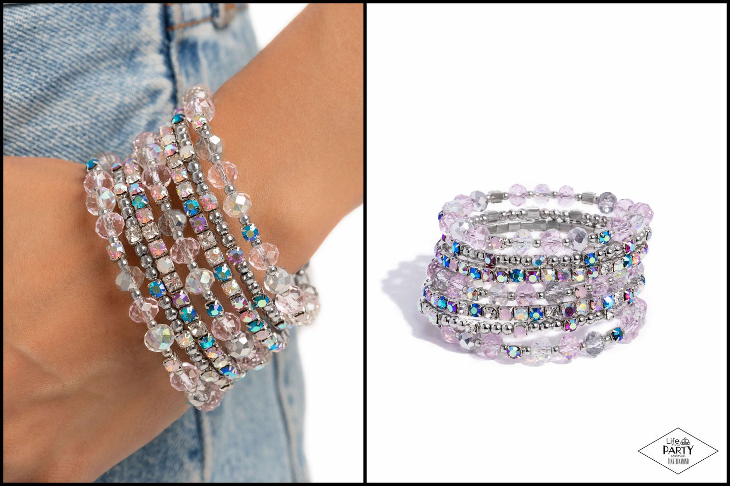 Sizzling Stack - Multi Coil Bracelet - Pink Diamond Exclusive - Paparazzi Accessories