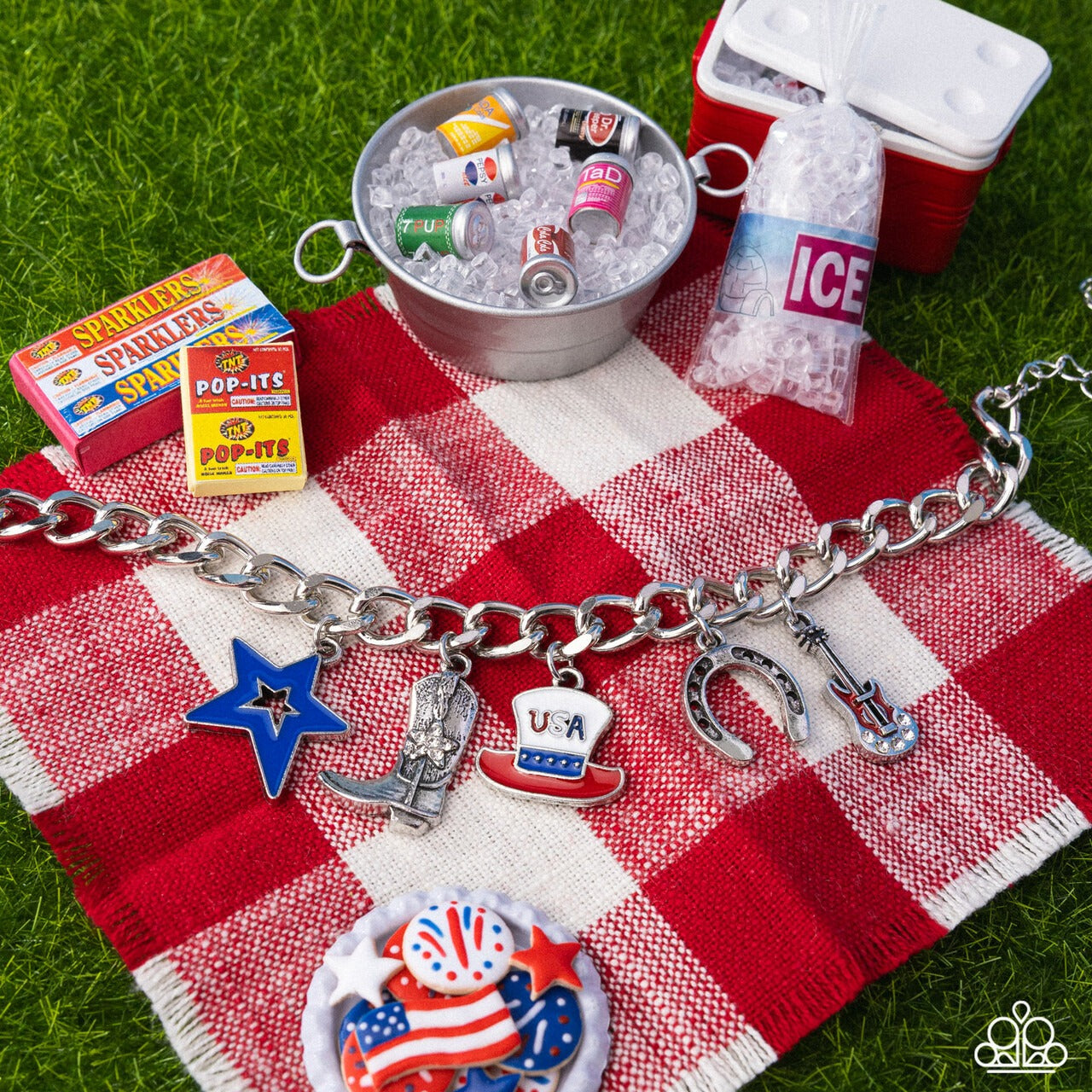 All-American Adornment - Red Americana Charm Bracelet - Paparazzi Accessories