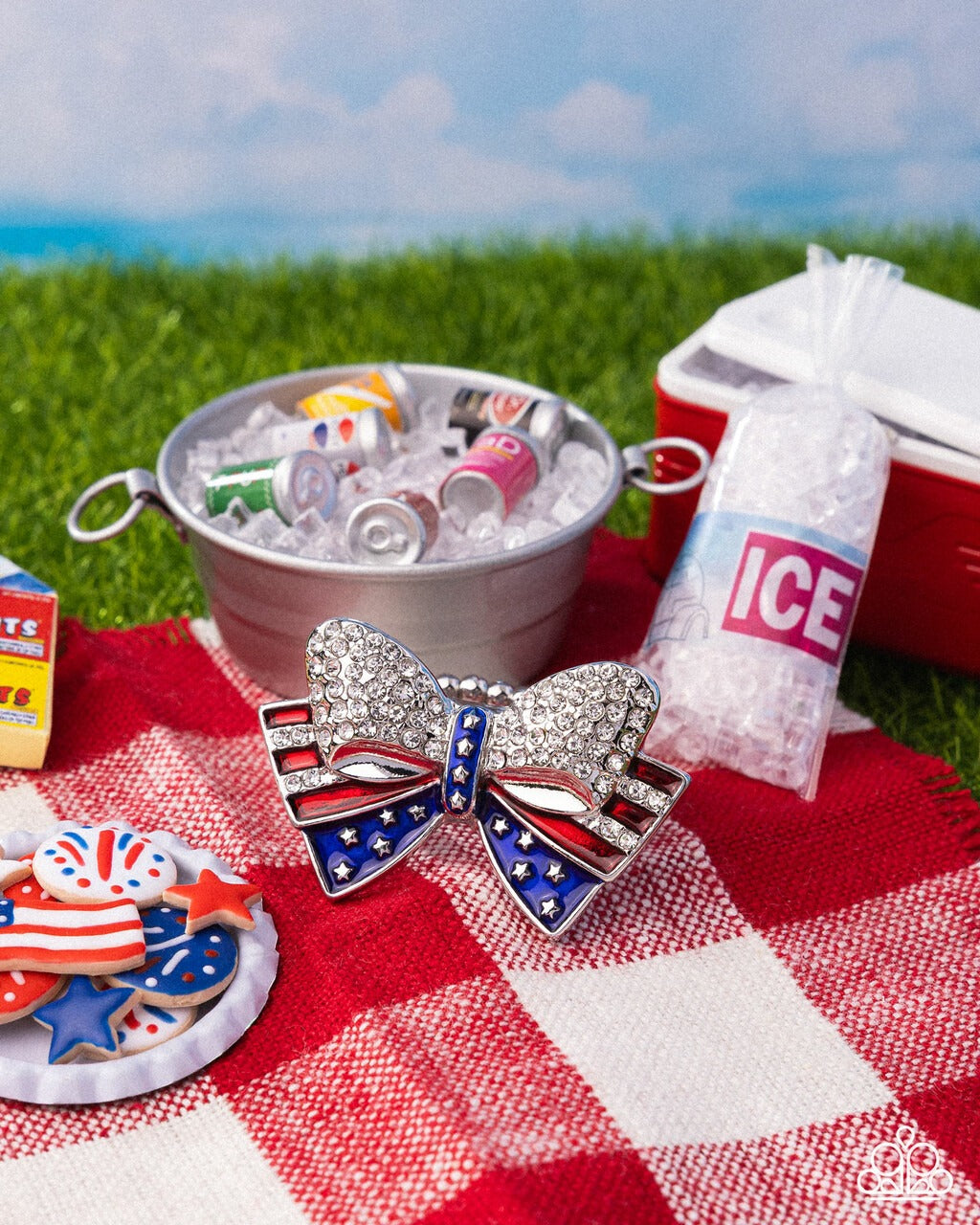 Uncle Sam Statement - Multi - Red, White, & Blue Enamel Silver Bow Ring - Paparazzi Accessories