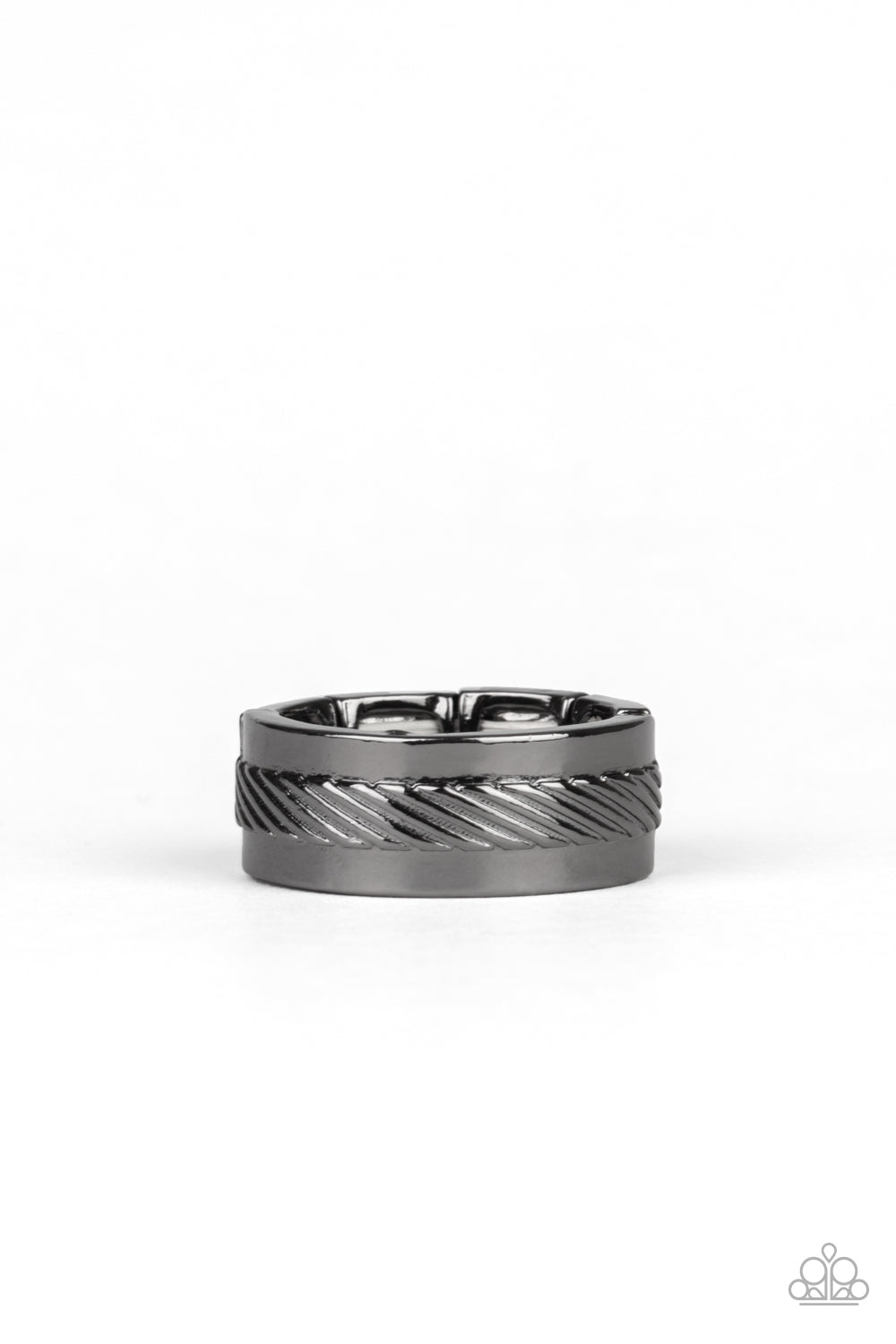 Scrape The Barrel - Black - Gunmetal Urban Ring - Paparazzi Accessories