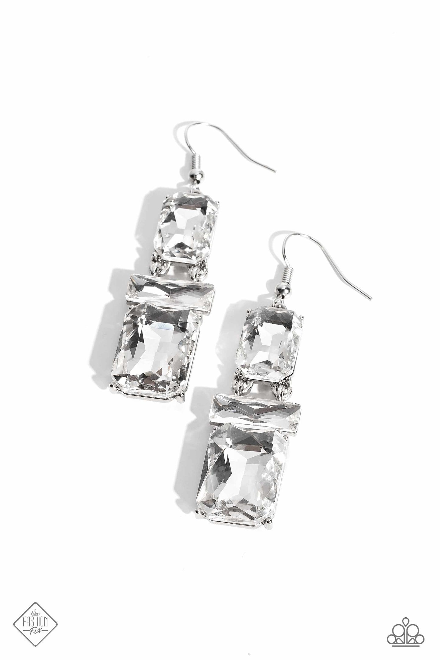CHAIN Check - White Earrings - Paparazzi Accessories
