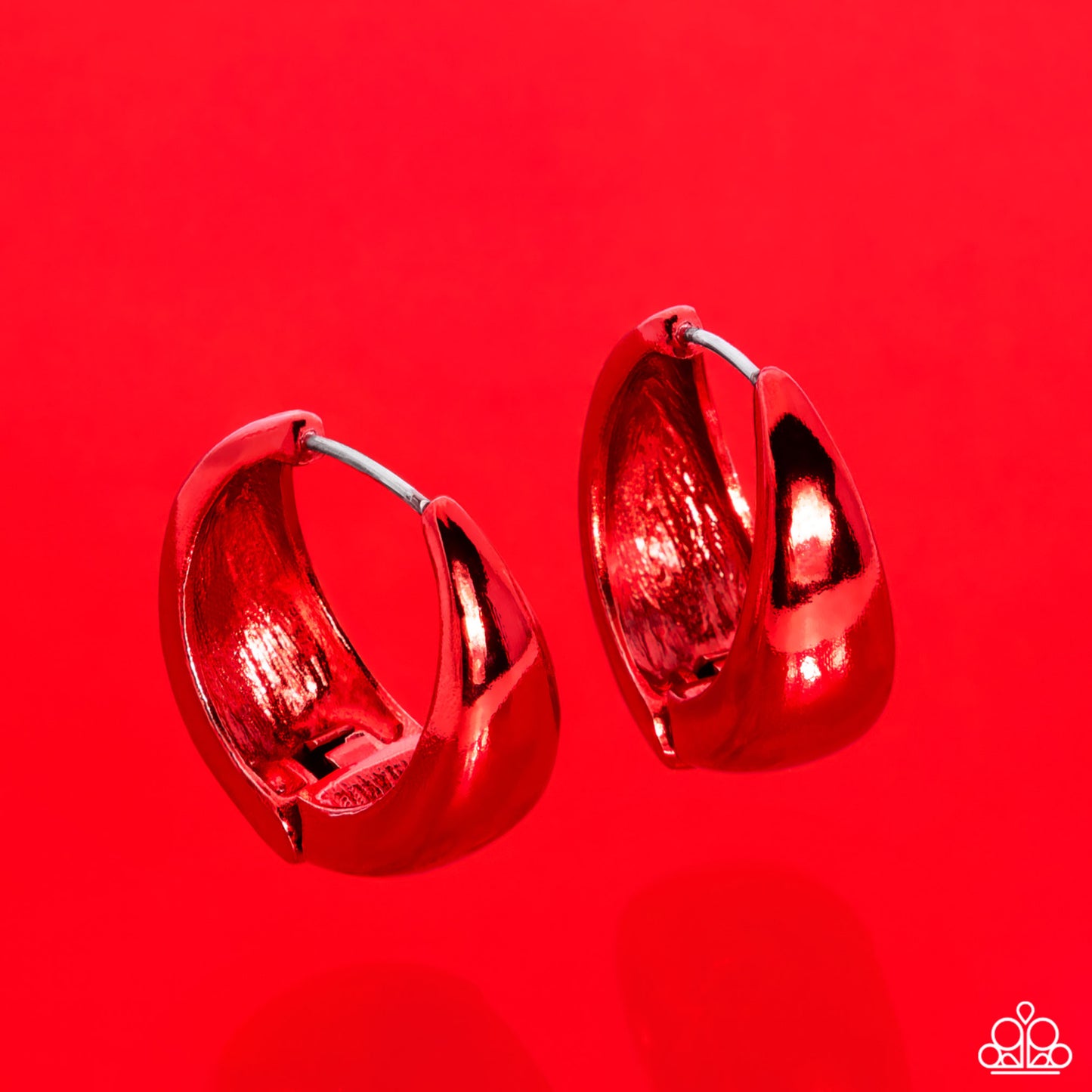 Colorful Curiosity - Red Dipped Metal Hinge Hoop Earrings - Paparazzi Accessories