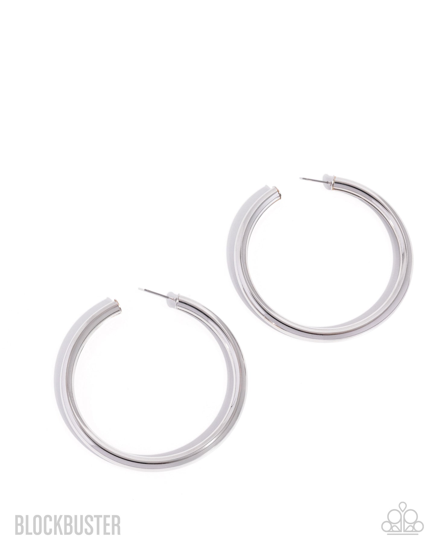 Curve Ball - Silver Hoop Blockbuster Earrings - Paparazzi Accessories