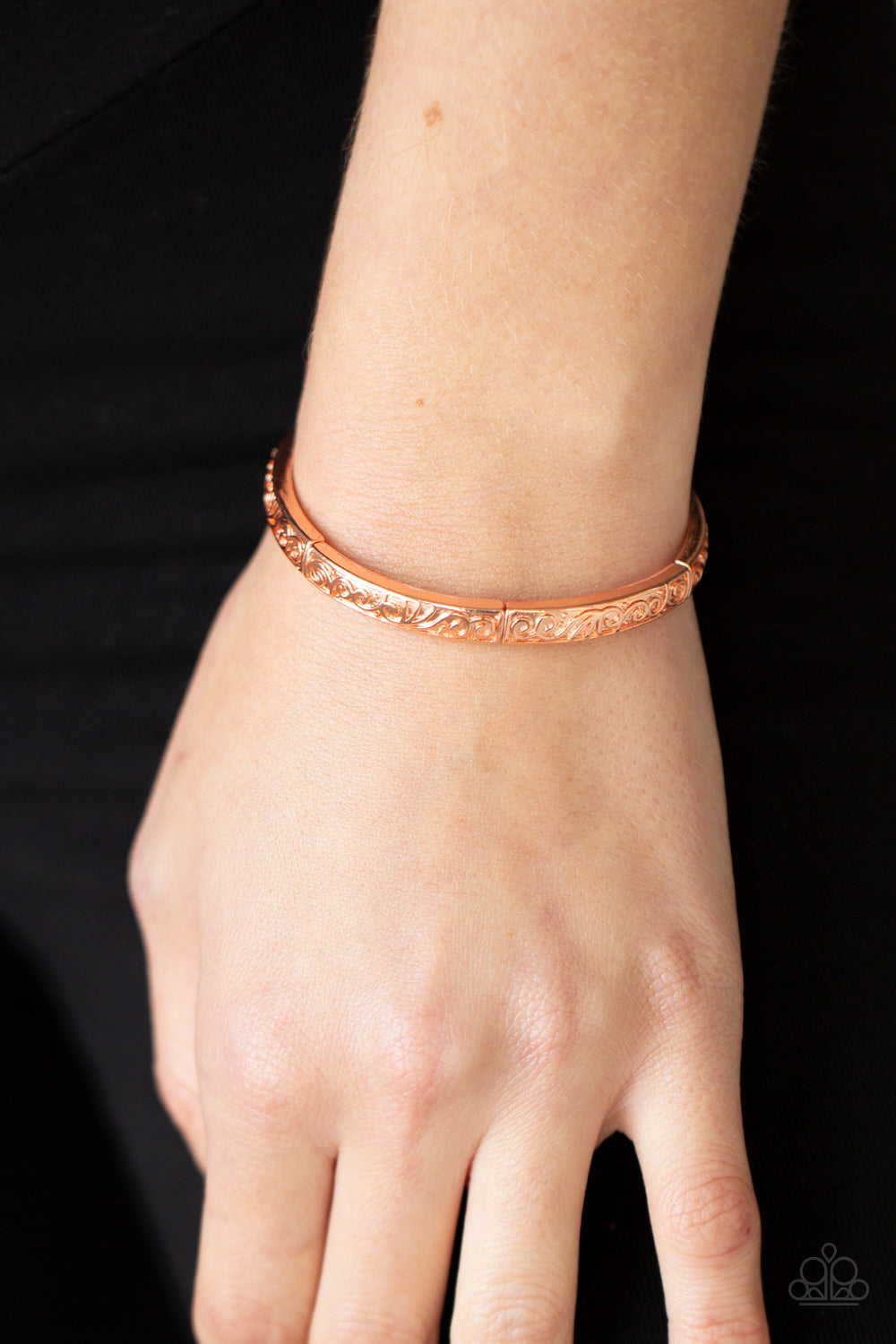 Precisely Petite - Copper Filigree Stretchy Bracelet - Paparazzi Accessories