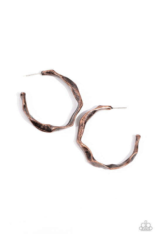 Coveted Curves - Copper Hoop Earrings - Paparazzi Accessories