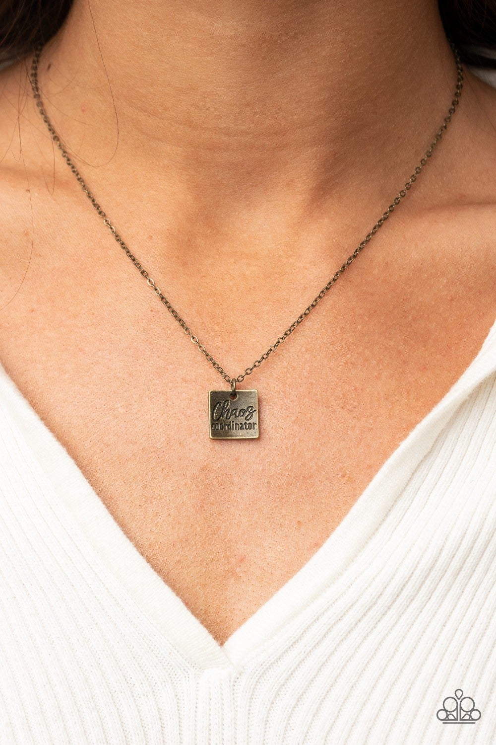 Chaos Coordinator - Brass - Medallion Pendant Necklace - Paparazzi Accessories
