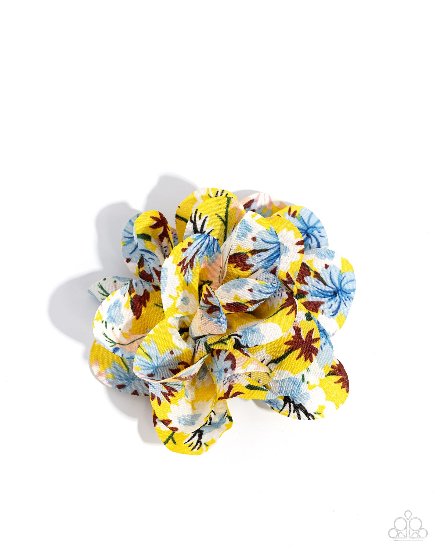 Flower Patch Paradise - Yellow Floral Print Fabric Hair Clip - Paparazzi Accessories