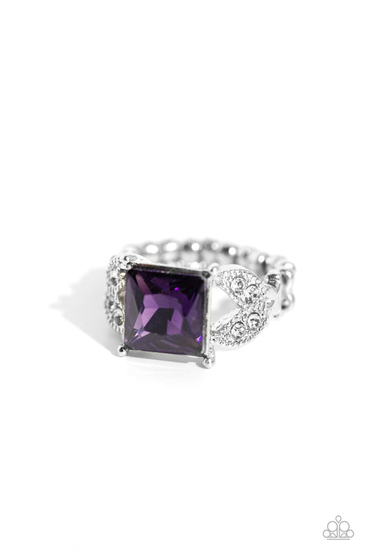 Deluxe Drama - Purple Rhinestone Ring - Paparazzi Accessories