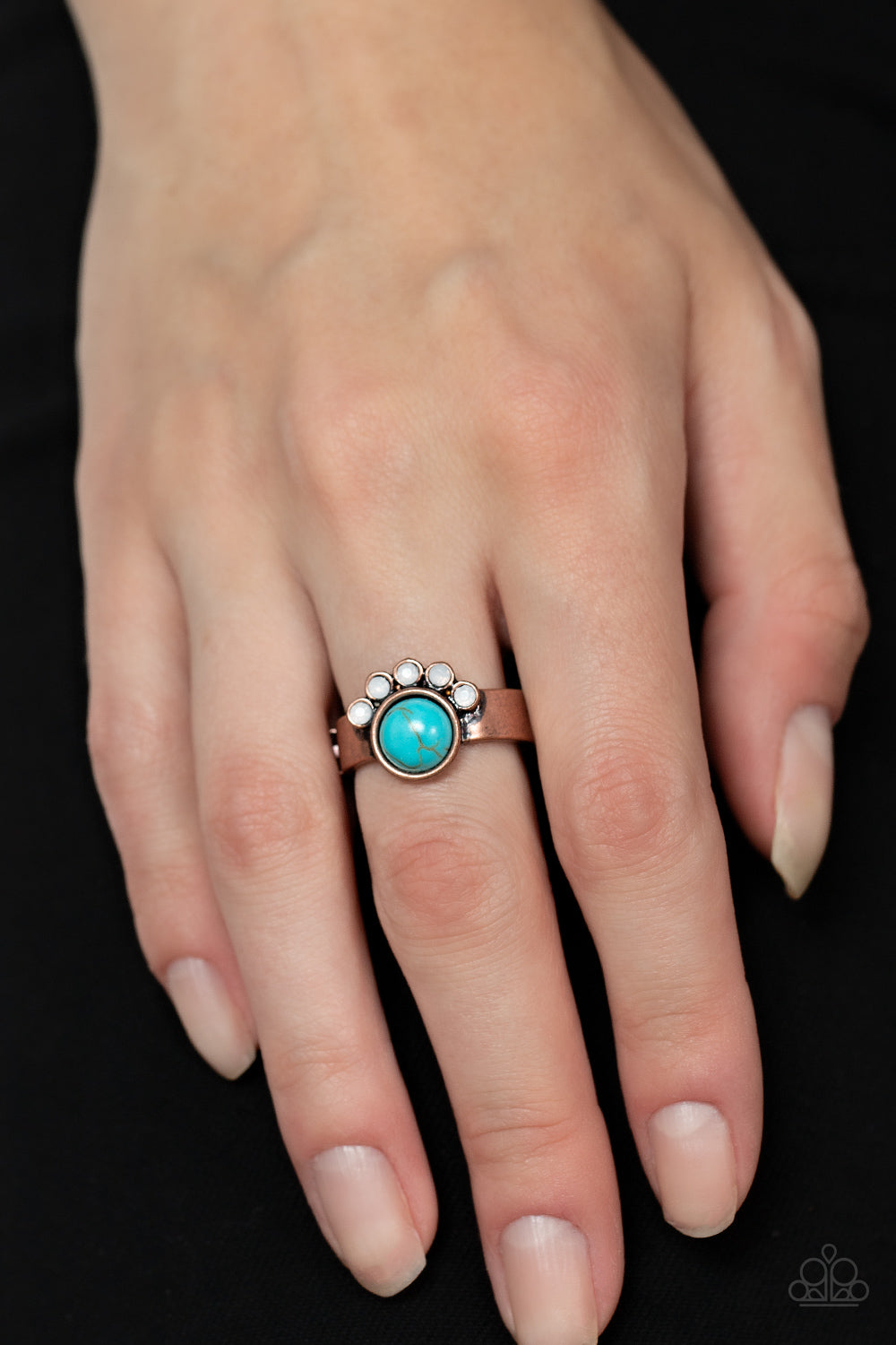Havasu Haven - Copper & Turquoise Crackle Stone Ring - Paparazzi Accessories