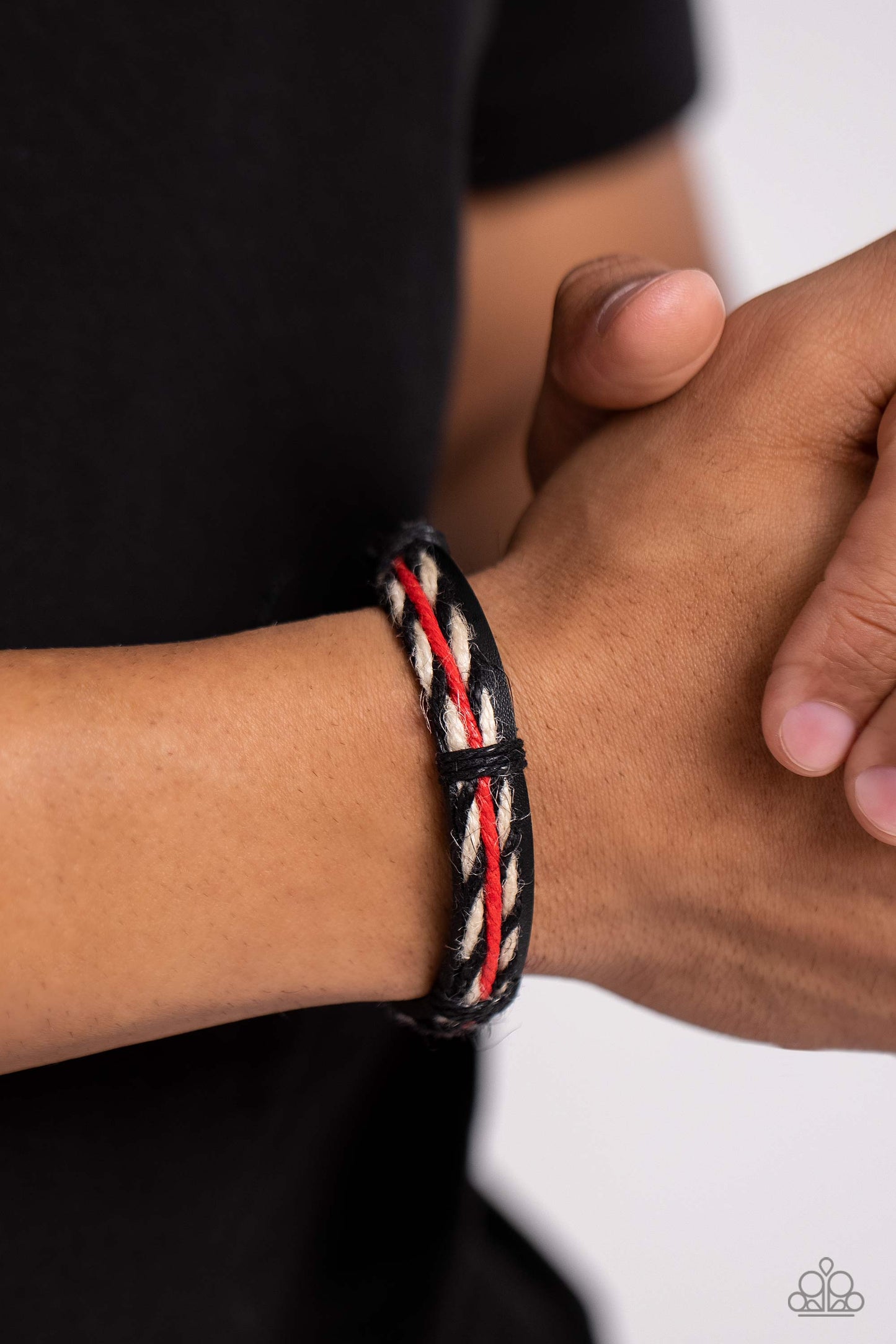 Everest Escapade - Red, Black & White Pull Cord Bracelet - Paparazzi Accessories