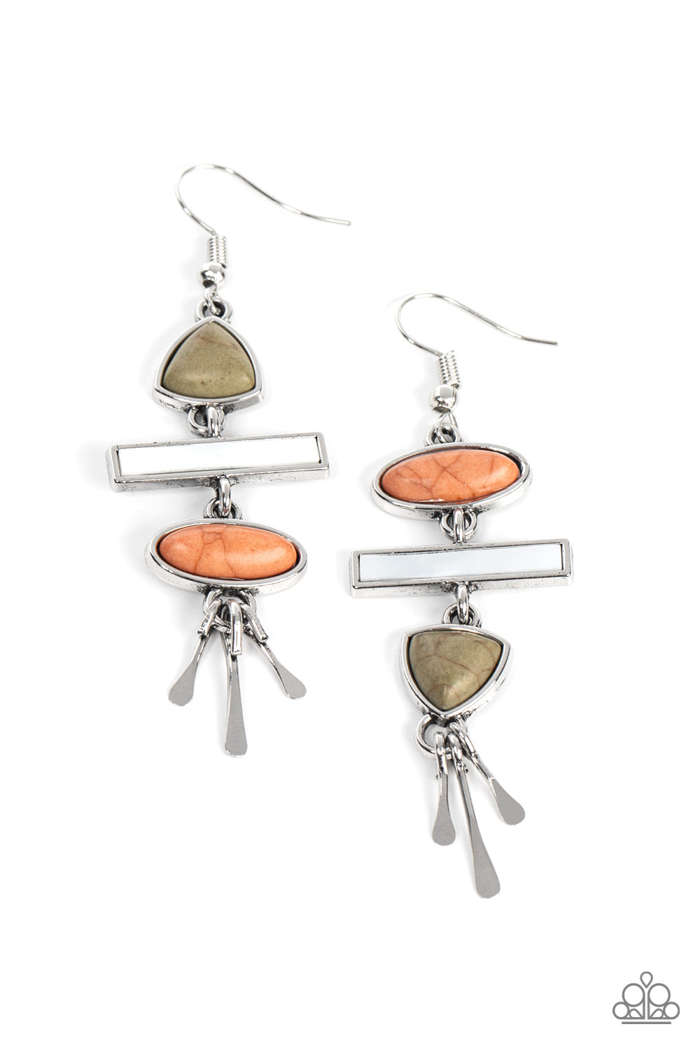 Adventurously Artisan - Multi Crackle Stone Silver Fishhook Earrings - Paparazzi Accessories