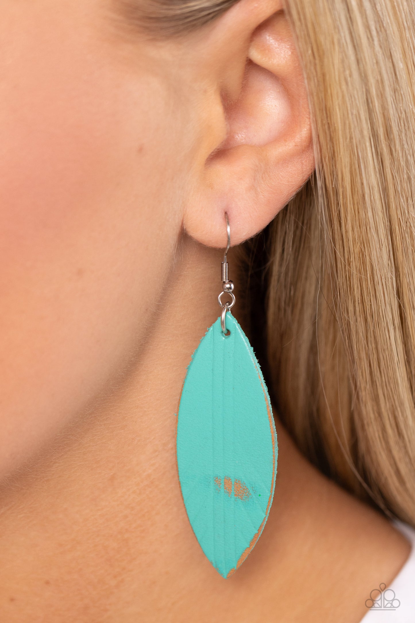 Leather Lounge - Blue Fishhook Earrings - Paparazzi Accessories