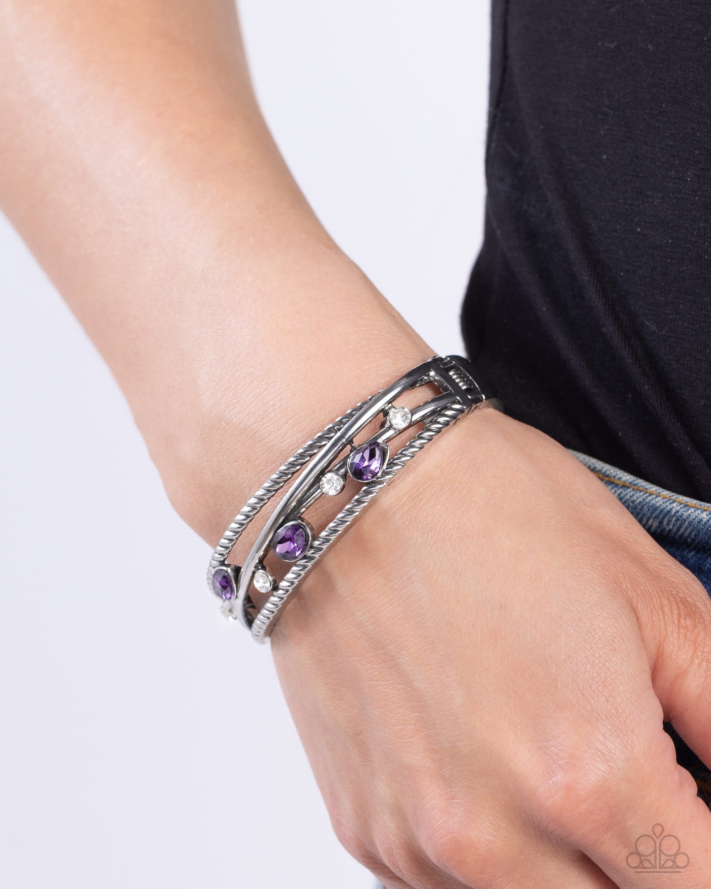 Bonus Bling - Purple Hinge Bracelet - Paparazzi Accessories