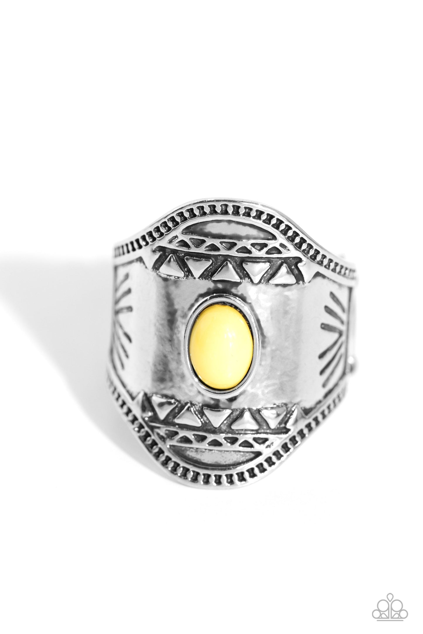 Panoramic Pyramids - Yellow Ring - Paparazzi Accessories