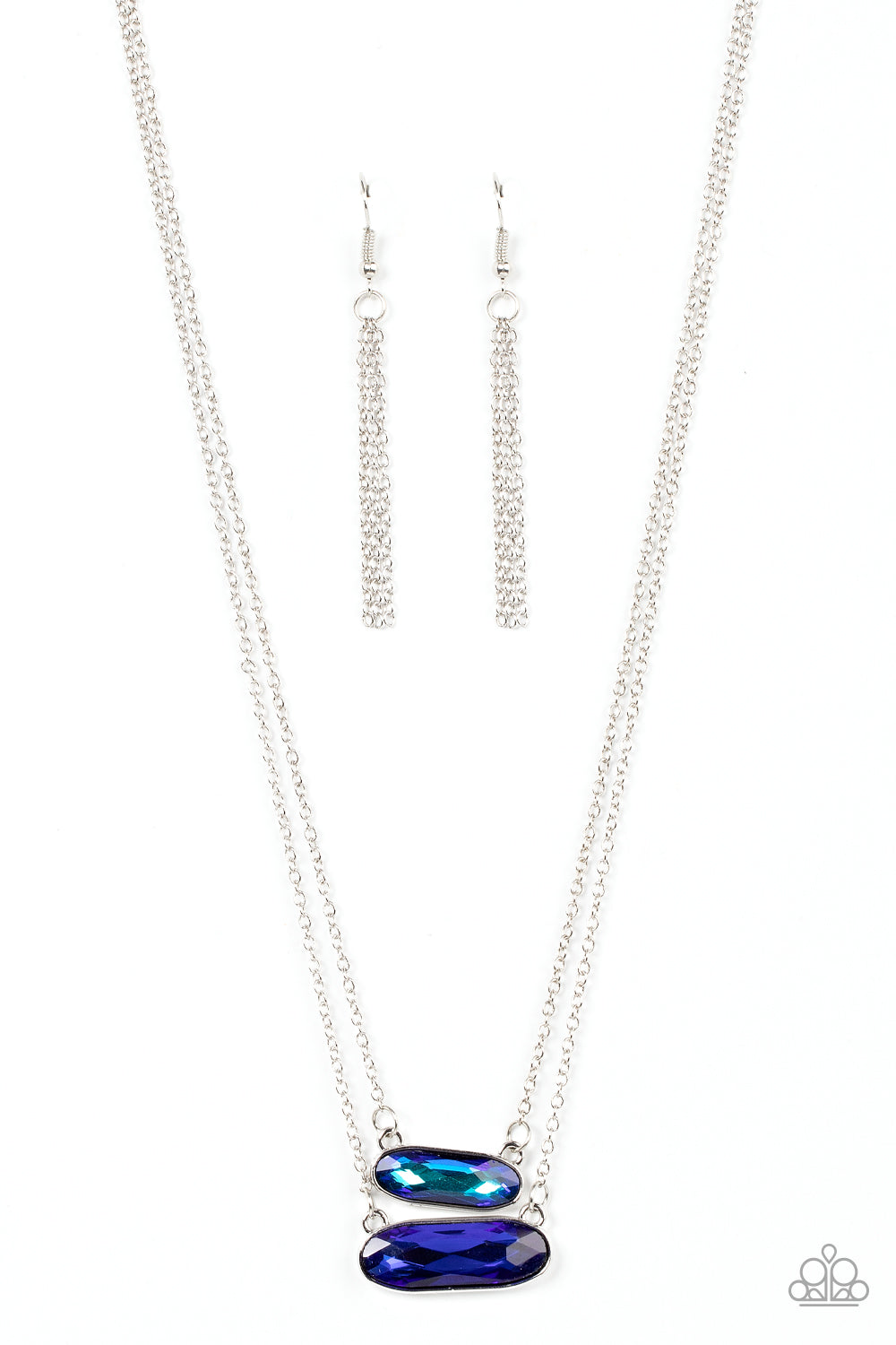 Double Bubble Burst - Blue UV Gem Necklace - Paparazzi Accessories