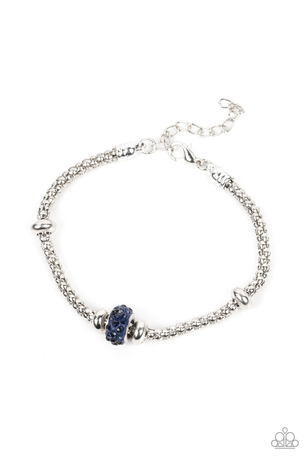 Downtown Decoupage - Blue Rhinestone Bead Silver Clasp Bracelet - Paparazzi Accessories