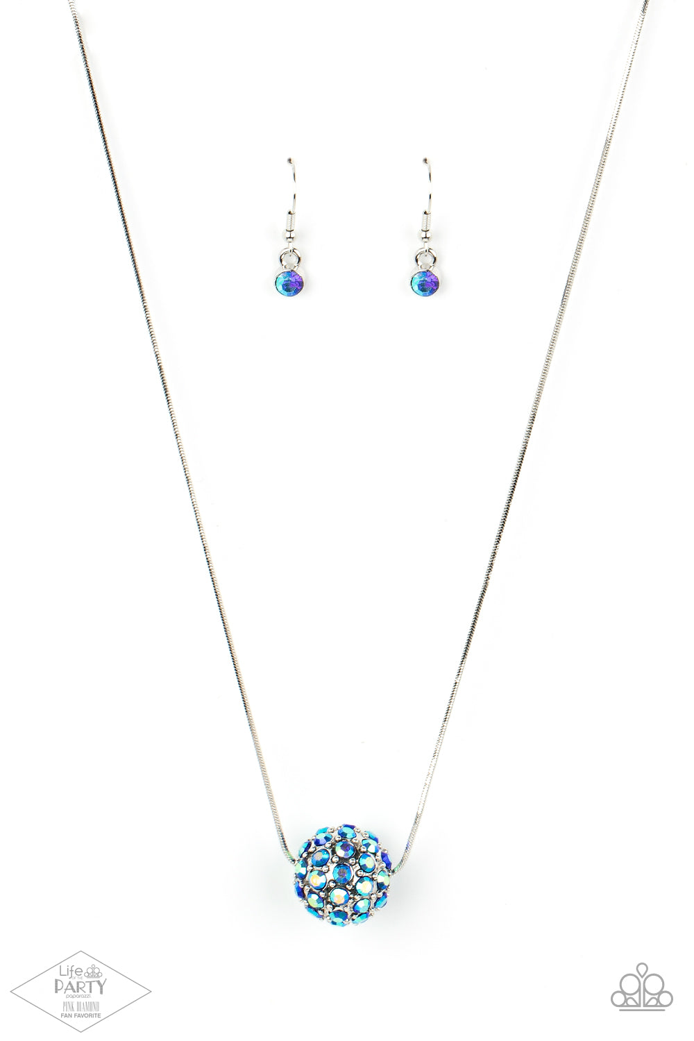 Come Out of Your BOMBSHELL - Multi Rhinestone Disco Ball Silver Necklace - Paparazzi Accessories