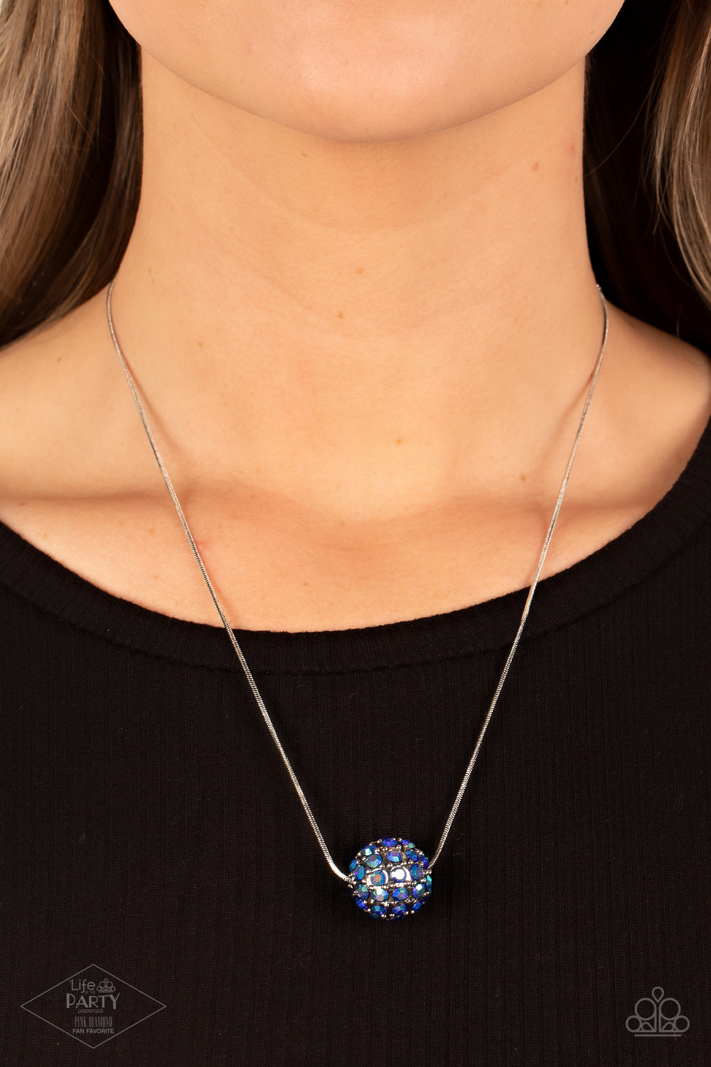 Come Out of Your BOMBSHELL - Multi Rhinestone Disco Ball Silver Necklace - Paparazzi Accessories