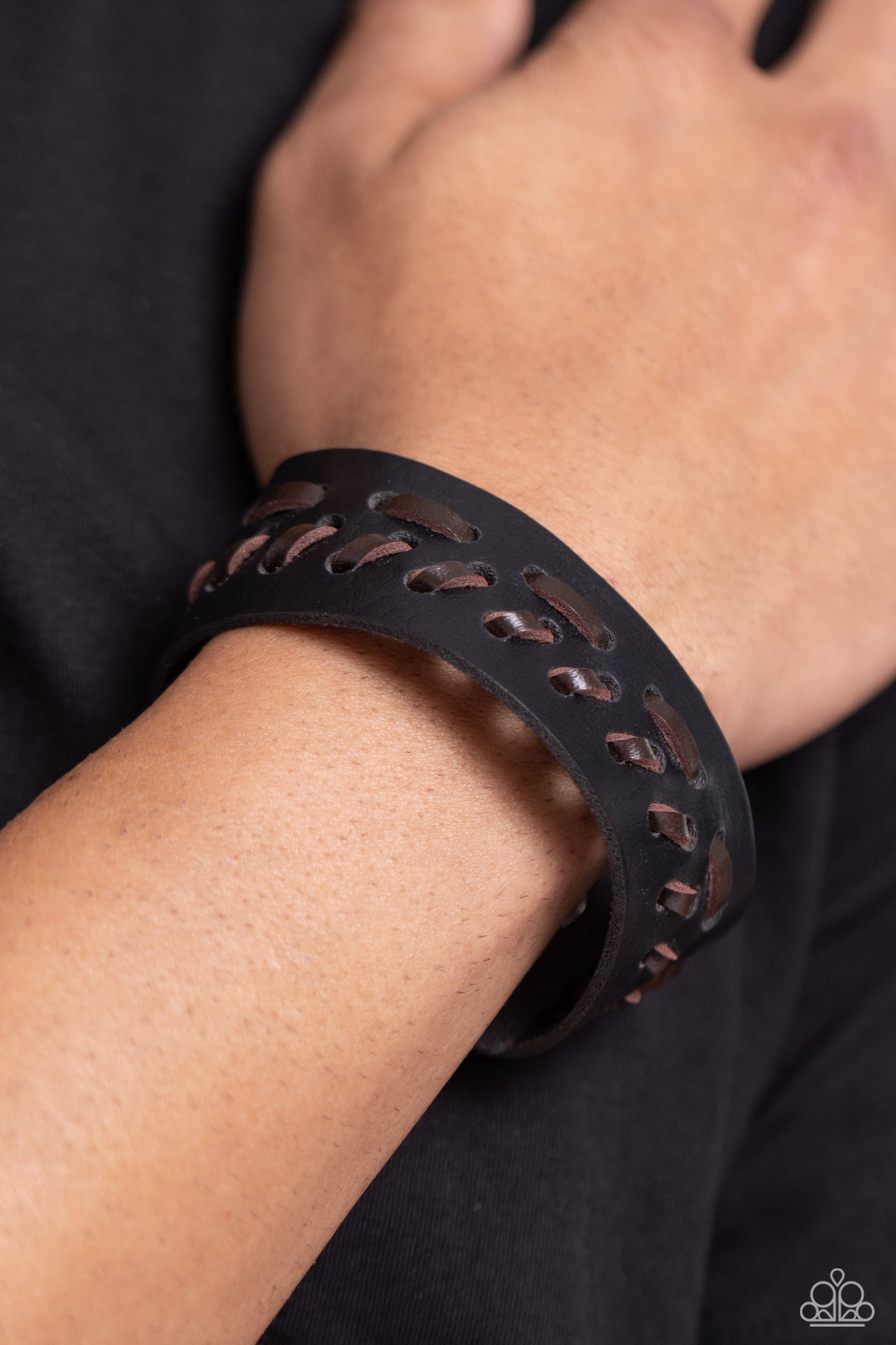 ROUTED to the Spot - Black Urban Leather Bracelet - Paparazzi Accessories