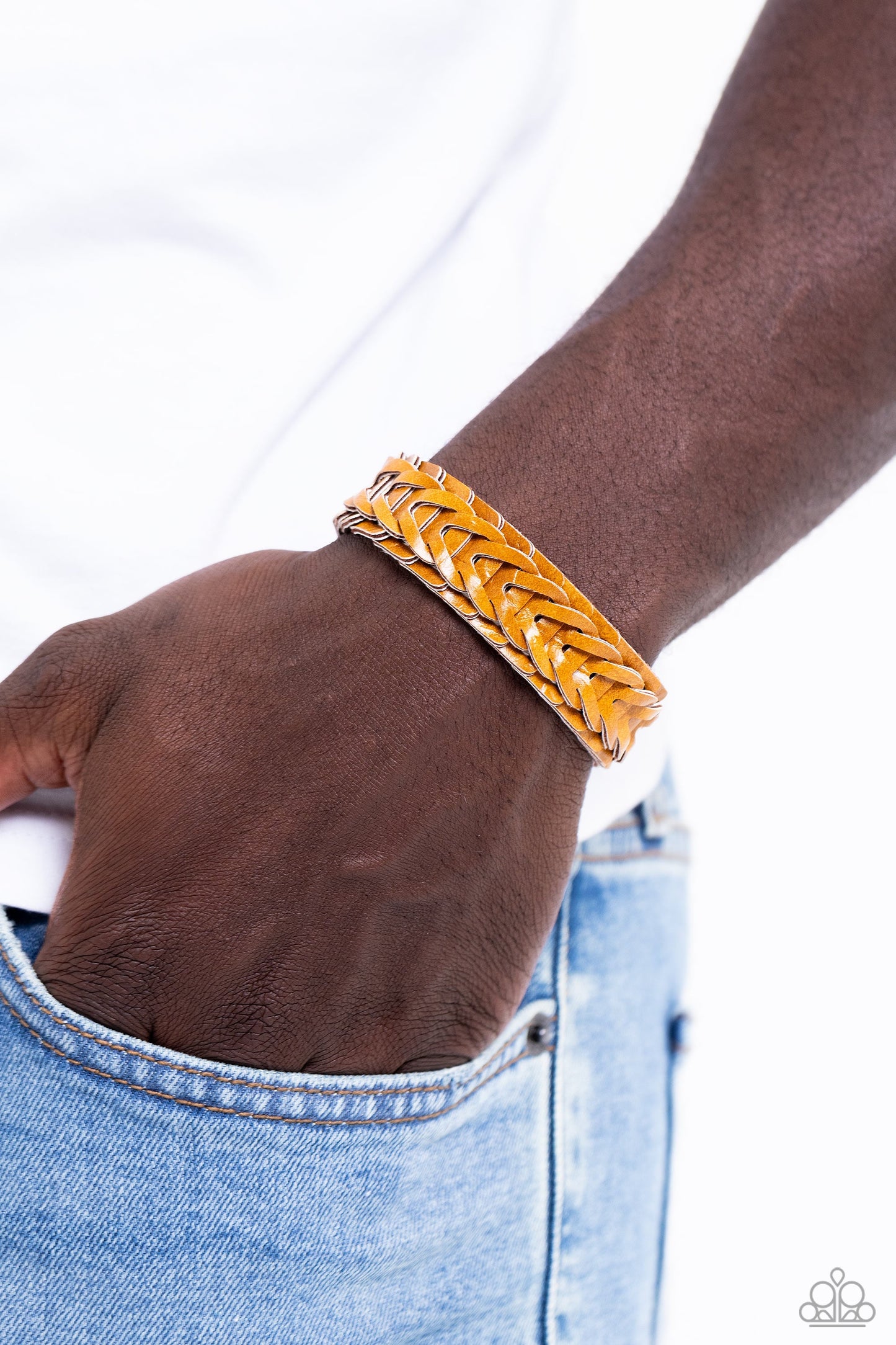 Western Nomad - Yellow Leather Snap Bracelet - Paparazzi Accessories