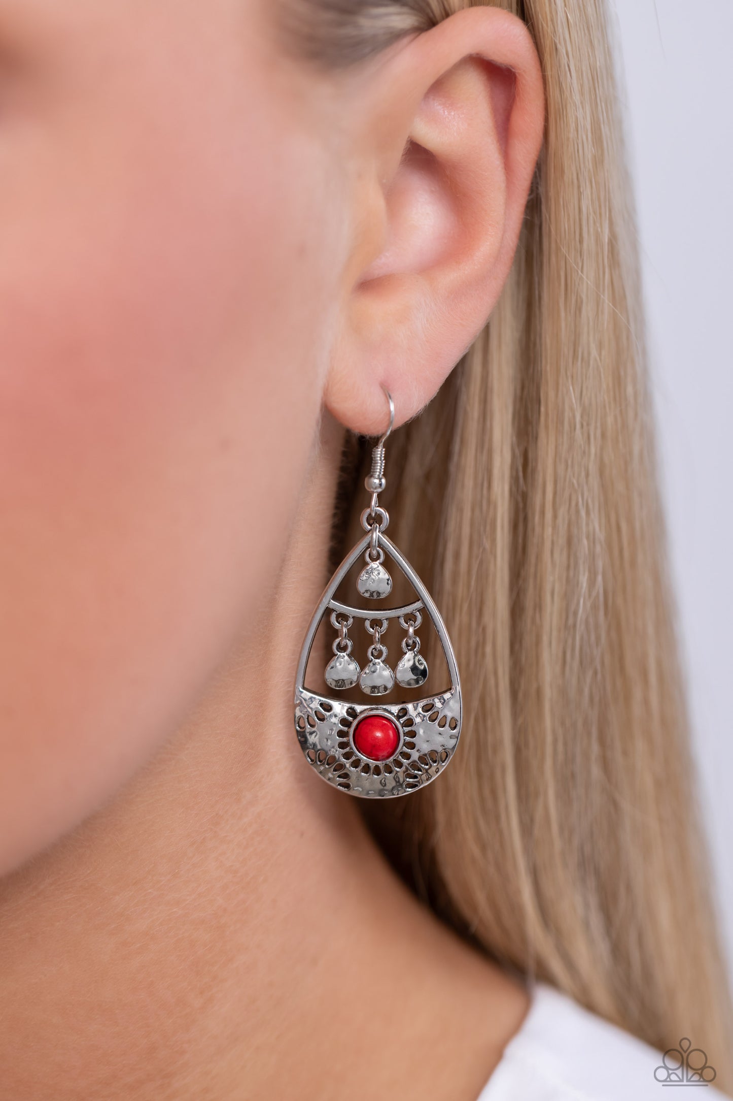 Country Cabana - Red Fishhook Earrings - Paparazzi Accessories