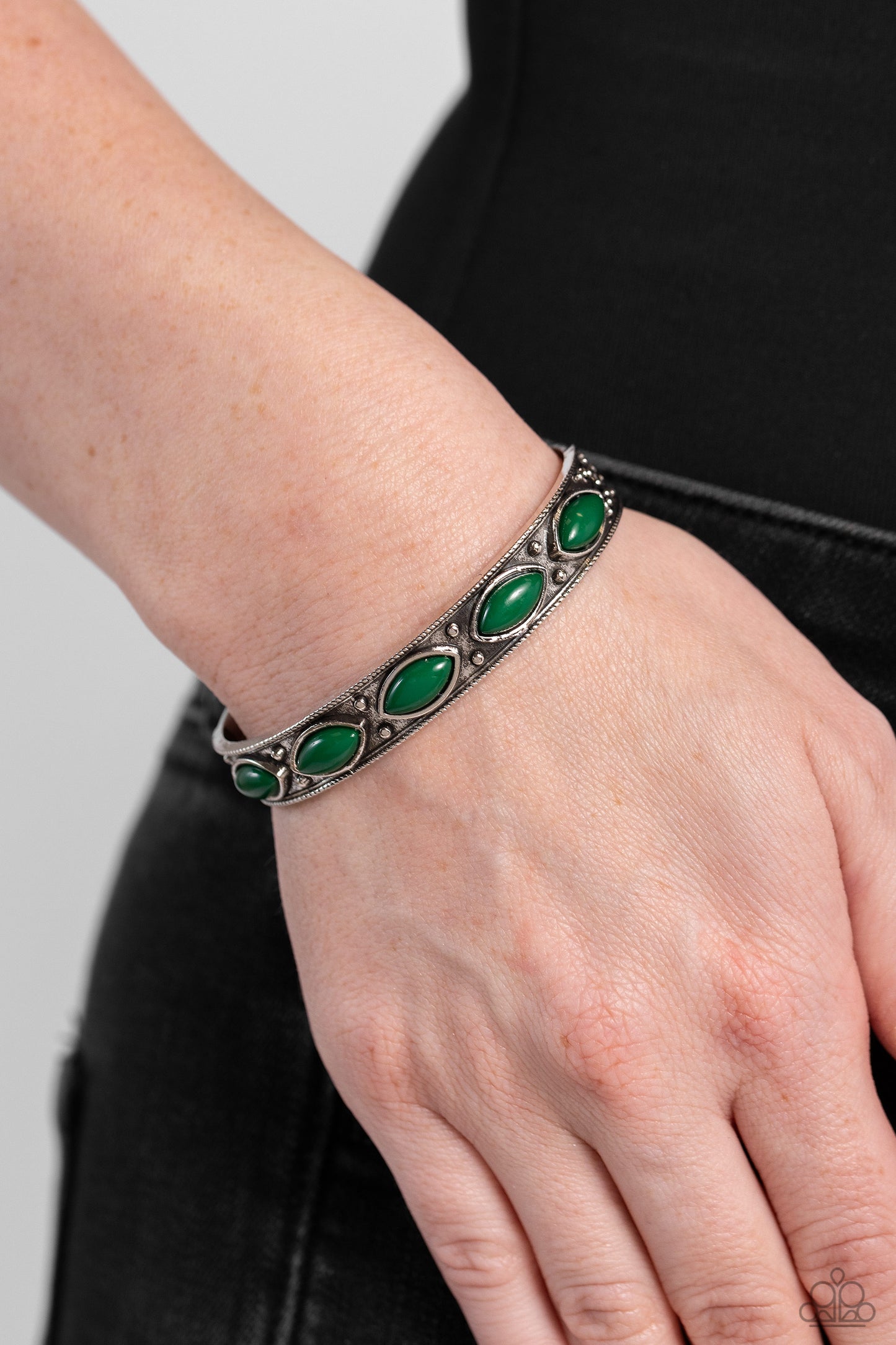 Out in the Boonies - Green Cuff Bracelet - Paparazzi Accessories