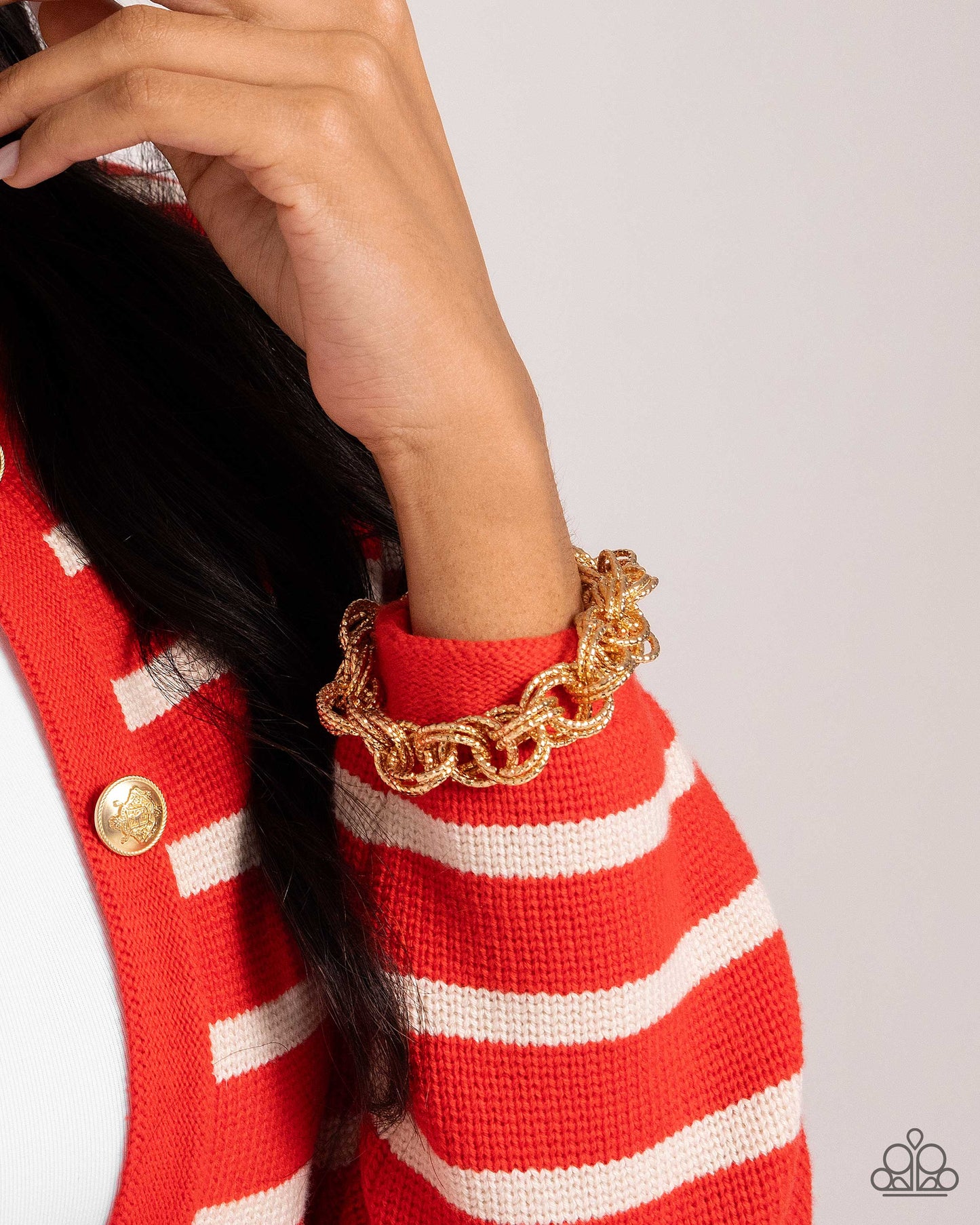 Audible Shimmer - Gold Clasp Bracelet - Paparazzi Accessories