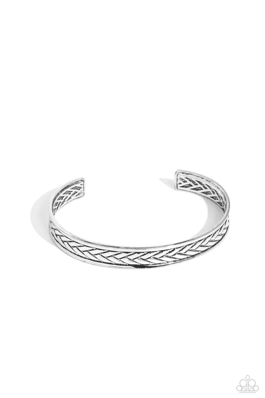 Terra Tread - Silver Urban Cuff Bracelet - Paparazzi Accessories