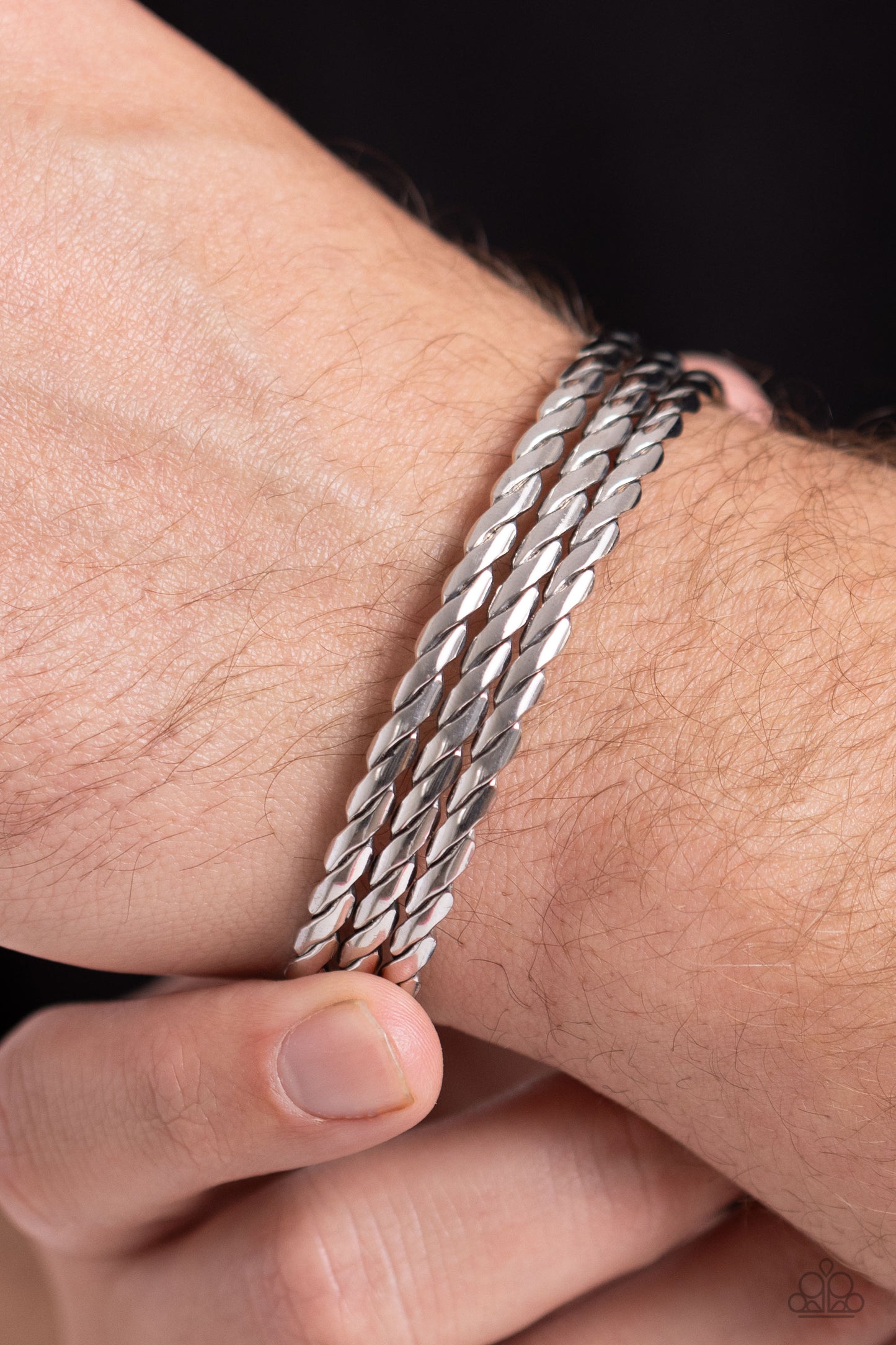 Come to Grips - Silver Urban Cuff Bracelet - Paparazzi Accessories