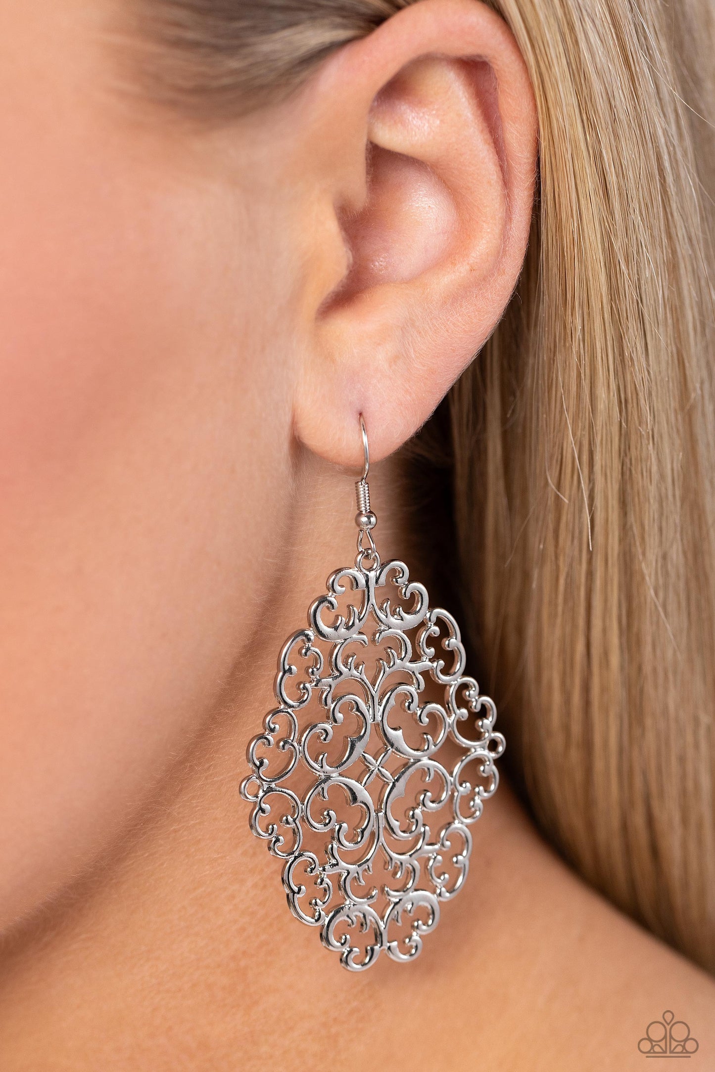 Contemporary Courtyards - Silver Fishhook Earrings - Paparazzi Accessories