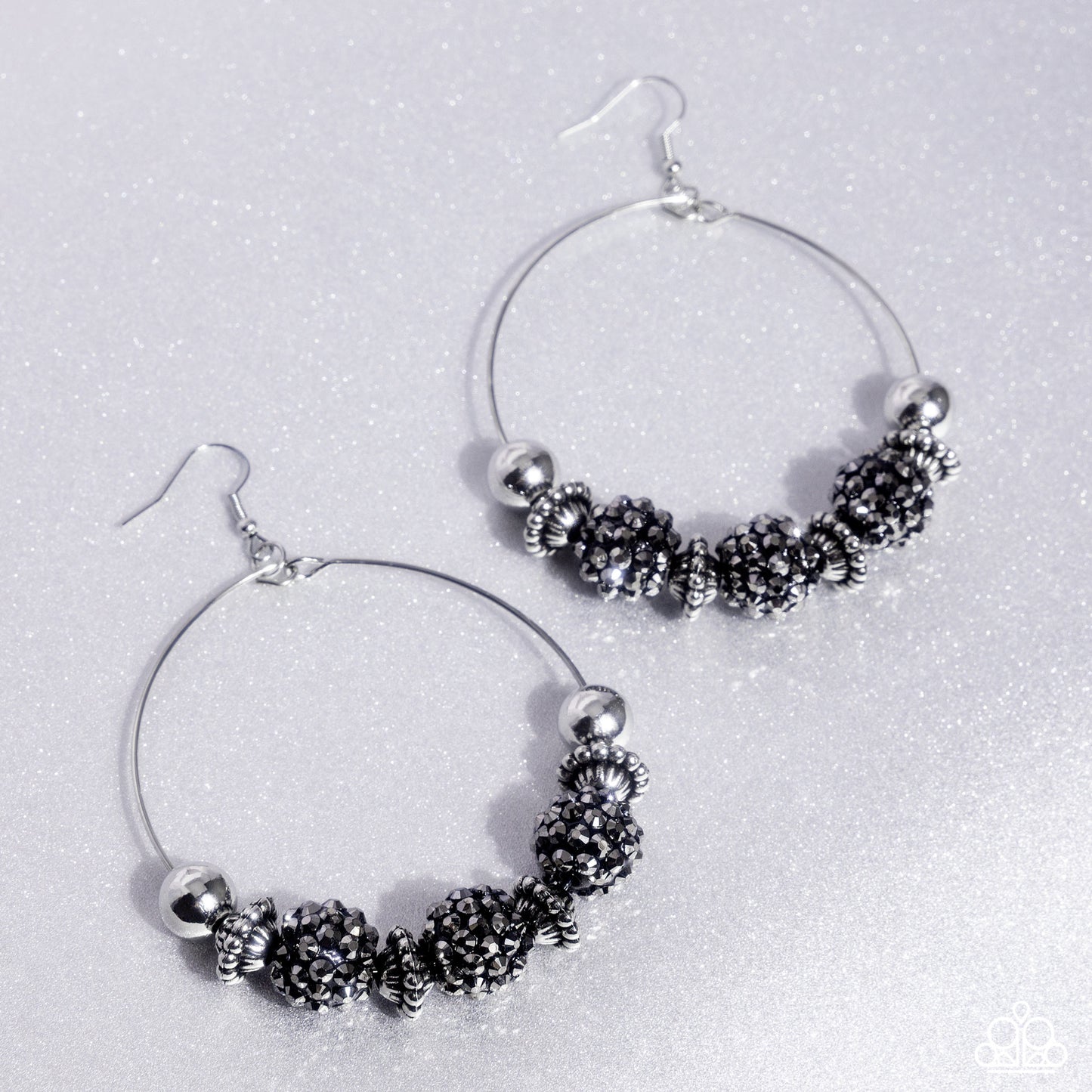 I Can Take a Compliment - Hematite Rhinestone Beads Silver Fishhook Earrings - Paparazzi Accessories