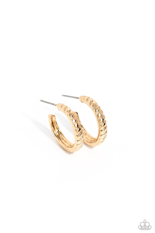 Curvy Charisma - Gold Hoop Post Back Earrings - Paparazzi Accessories
