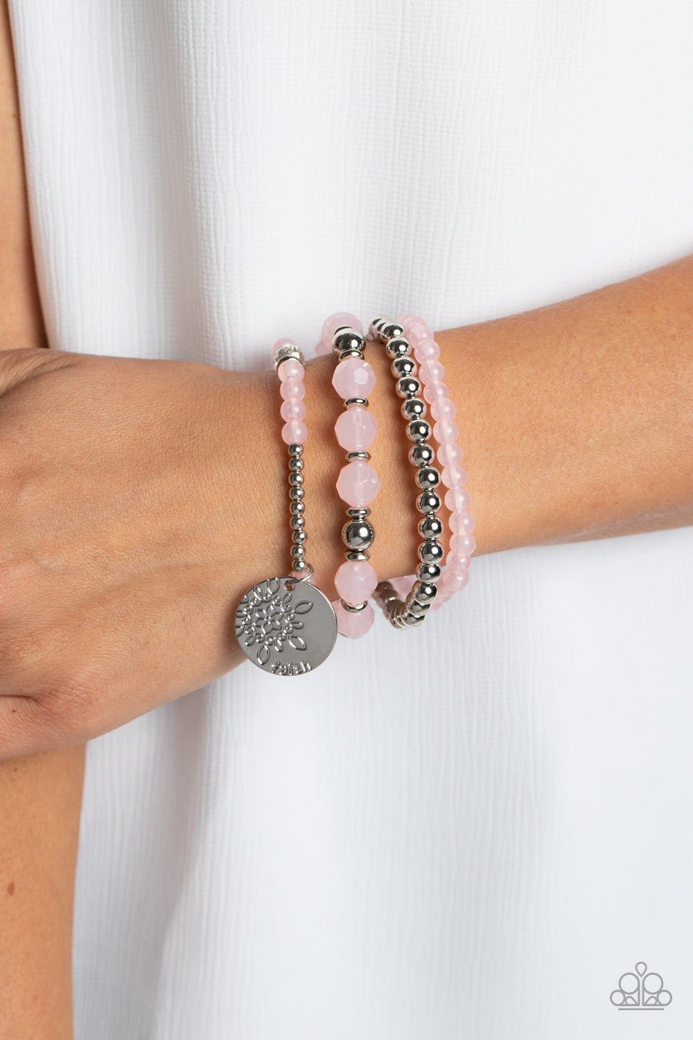 Surfer Style - Pink Beaded Stretchy Bracelets - Paparazzi Accessories