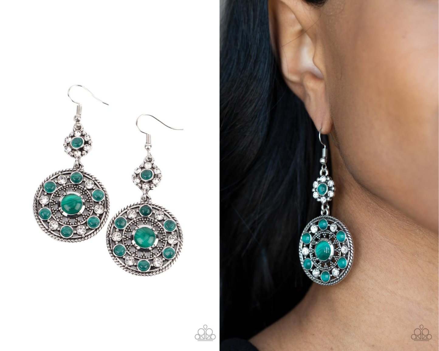 Party at My PALACE - Green - Cat'e Eye Stone Fishhook Earrings - Paparazzi Accessories