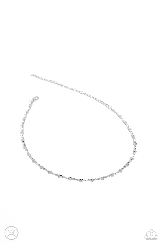 Cupid Catwalk - Silver Hearts Choker Necklace - Paparazzi Accessories