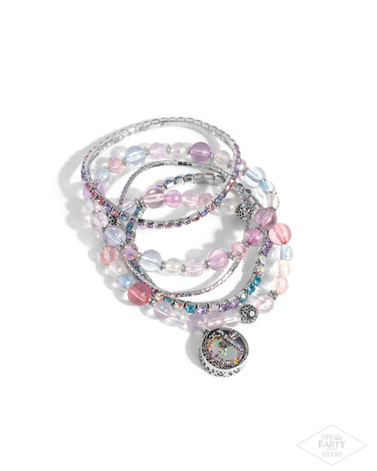 Dream On Dragonfly - Multi Iridescent Dragonfly Stretchy Bracelets - Black Diamond Exclusive- Paparazzi Accessories