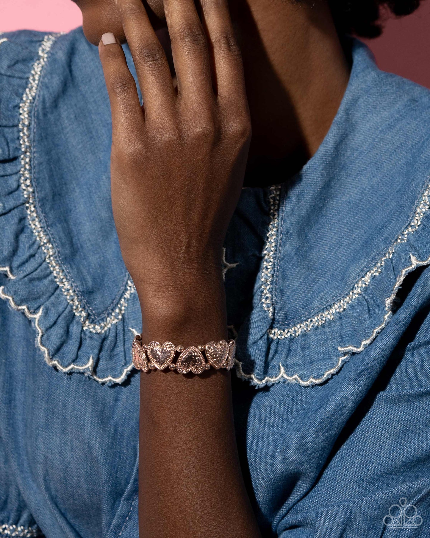 Date Night Deluxe - Rose Gold Heart Stretchy Bracelet - Paparazzi Accessories