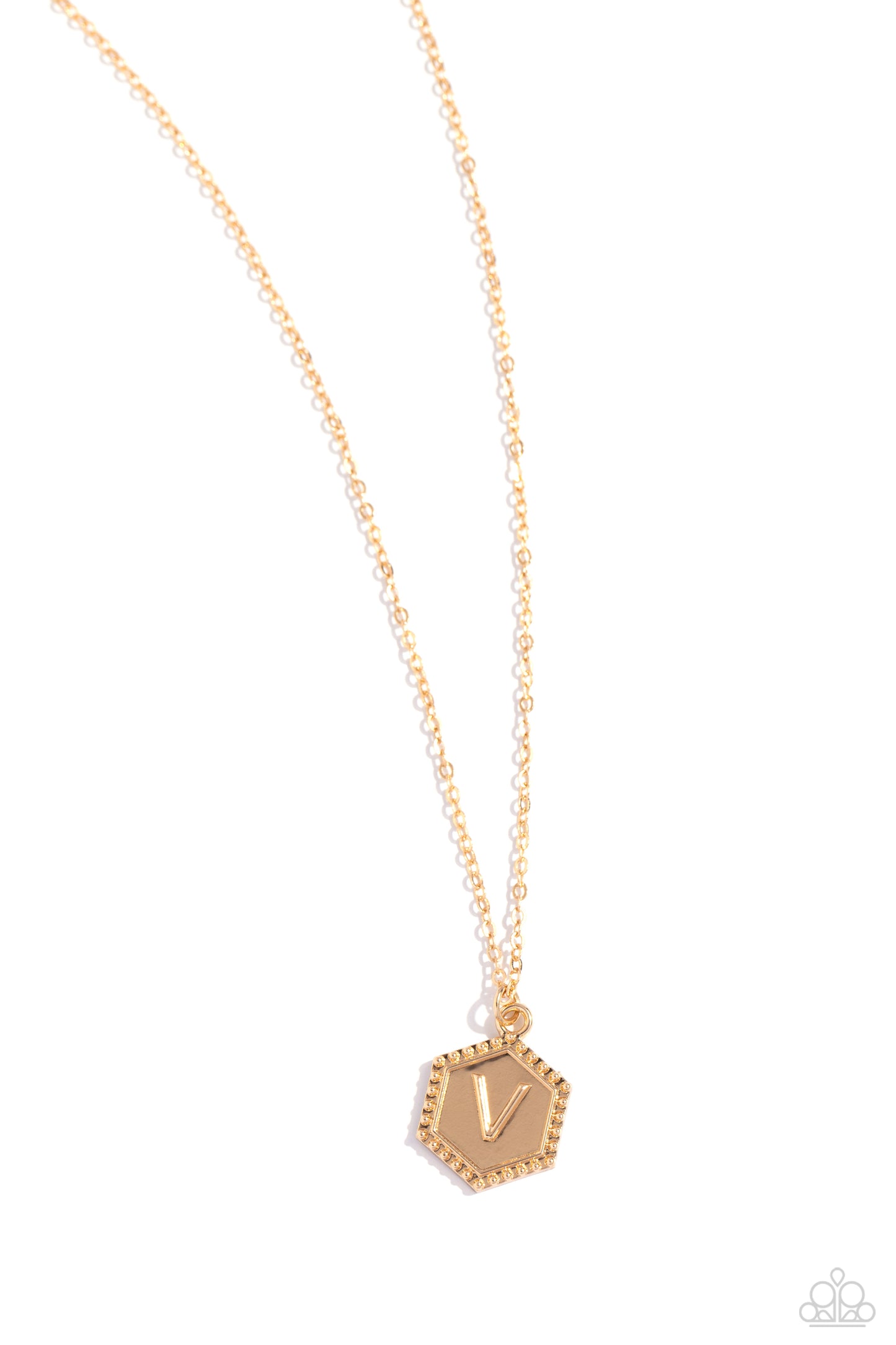 Emblematic Elegance - Gold - V - Initial Necklace - Paparazzi Accessories