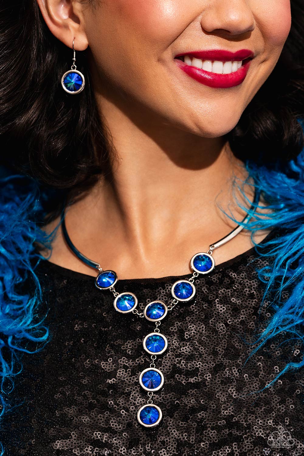 Cheers to Confidence - Blue UV Gemstone Silver Necklace - Paparazzi Accessories