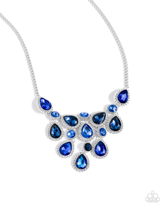 Dripping in Dazzle - Blue Rhinestone Necklace - Paparazzi Accessories