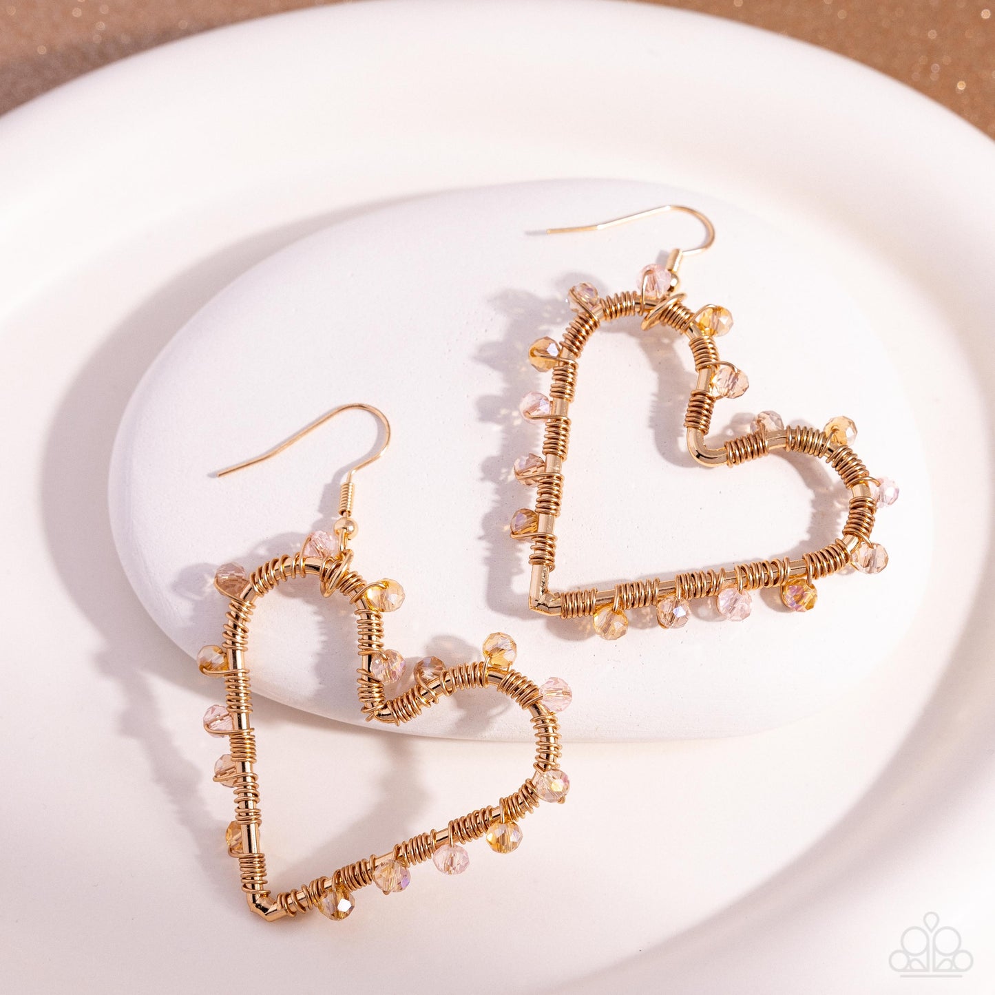 HEART of Your World - Gold Heart Earrings - Paparazzi Accessories