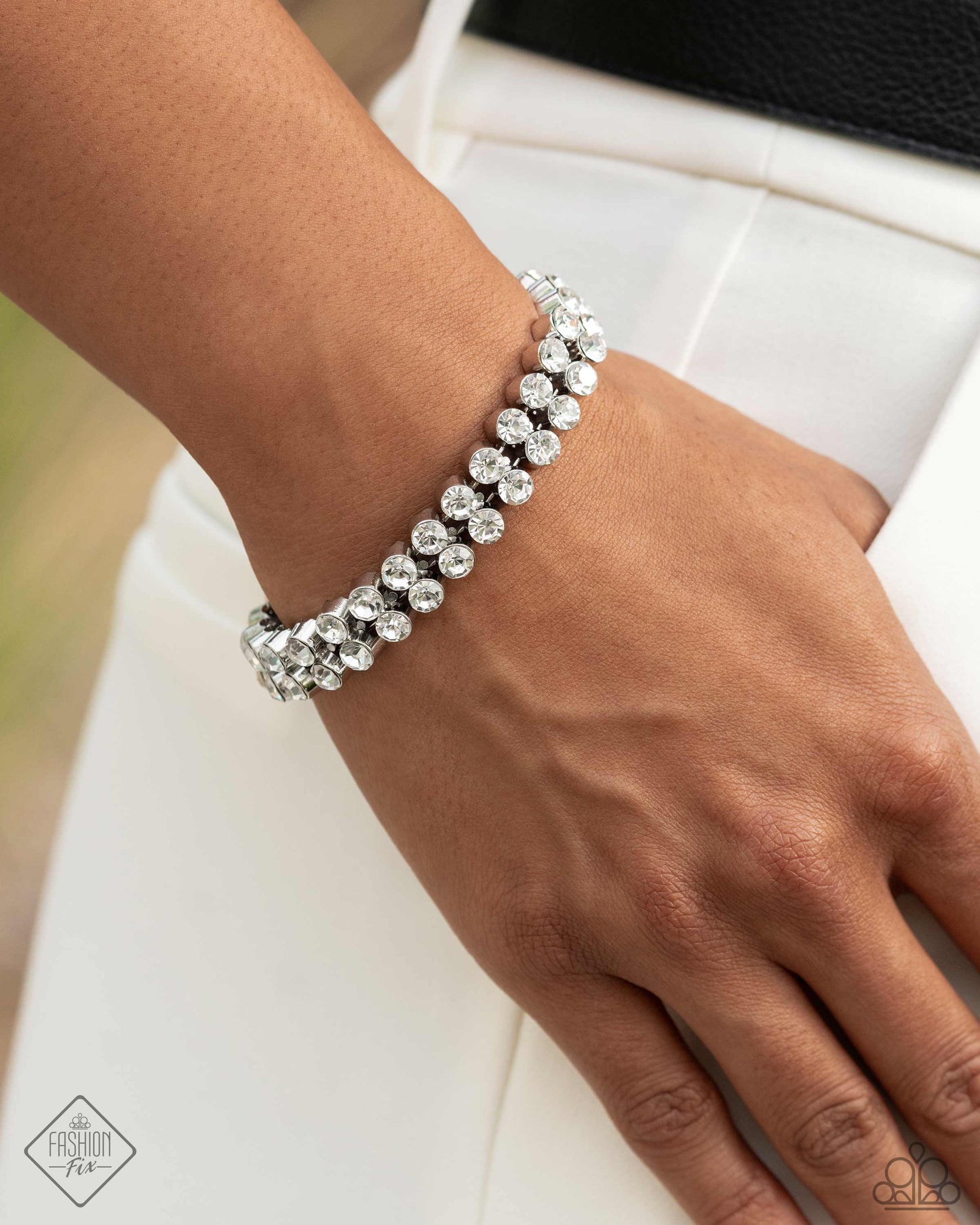 Once Upon A TIARA - White Clasp Bracelet - Paparazzi Accessories