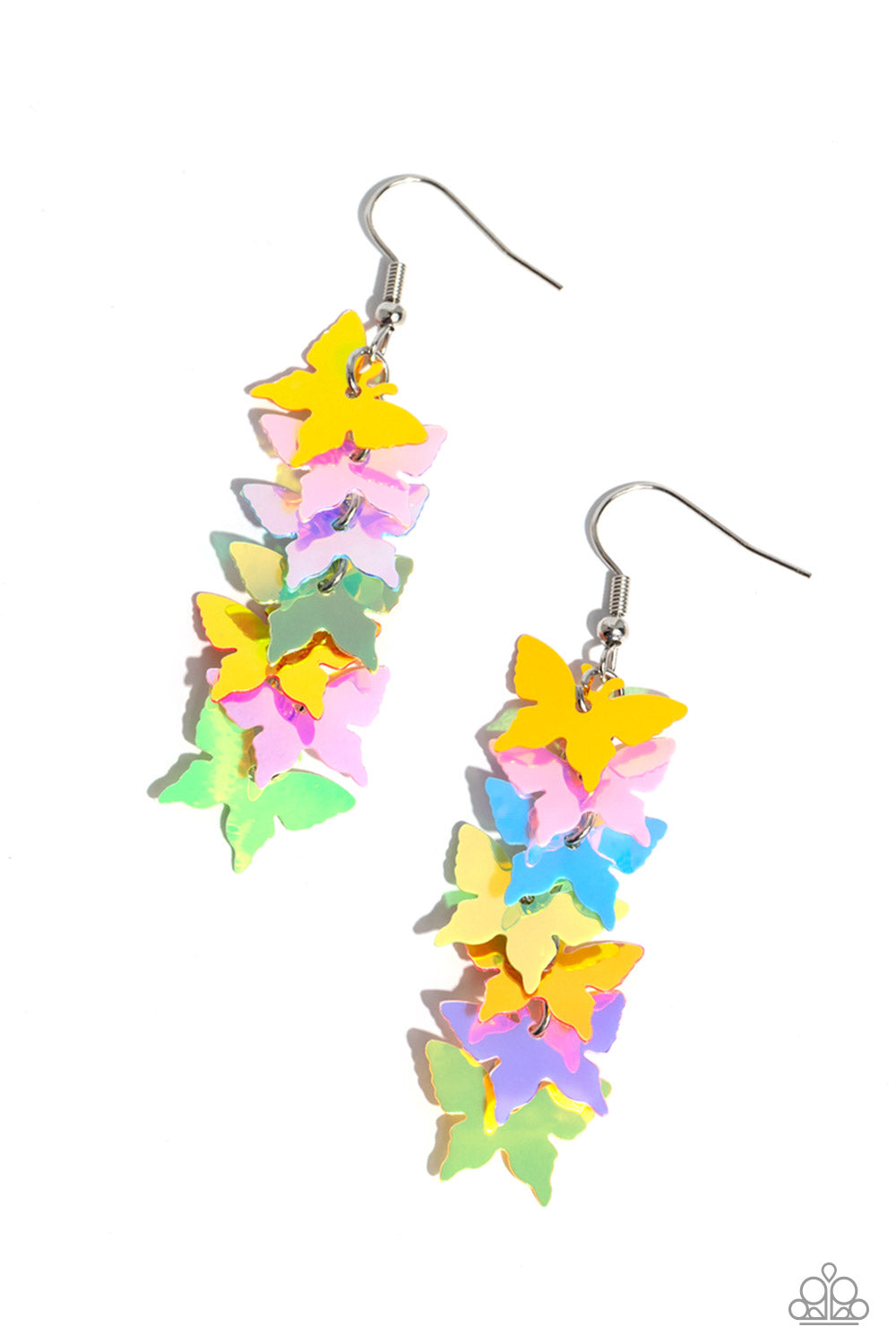 Aerial Ambiance - Multi Iridescent Butterfly Fishhook Earrings - Paparazzi Accessories