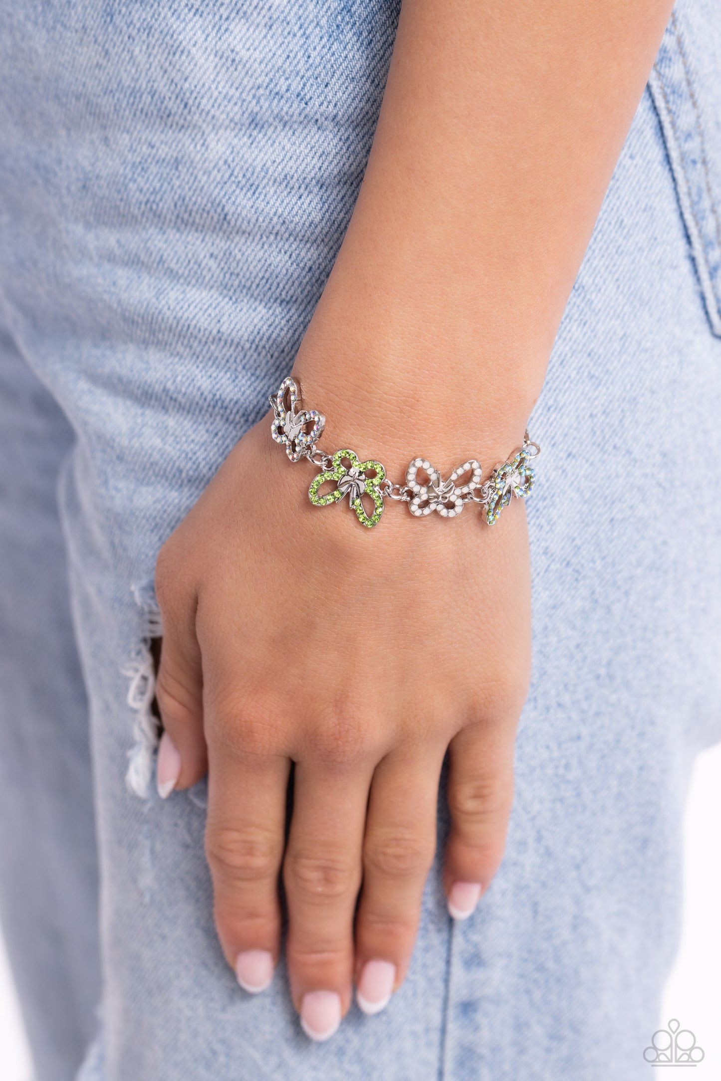 Butterfly Belonging - Green Sliding Bracelet - Paparazzi Accessories